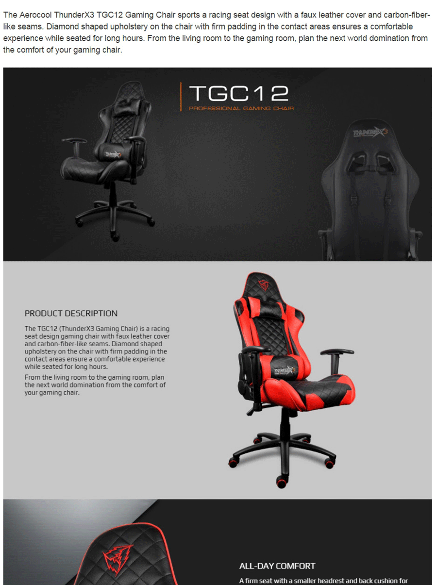 Aerocool thunderx3 discount tgc12 gaming chair