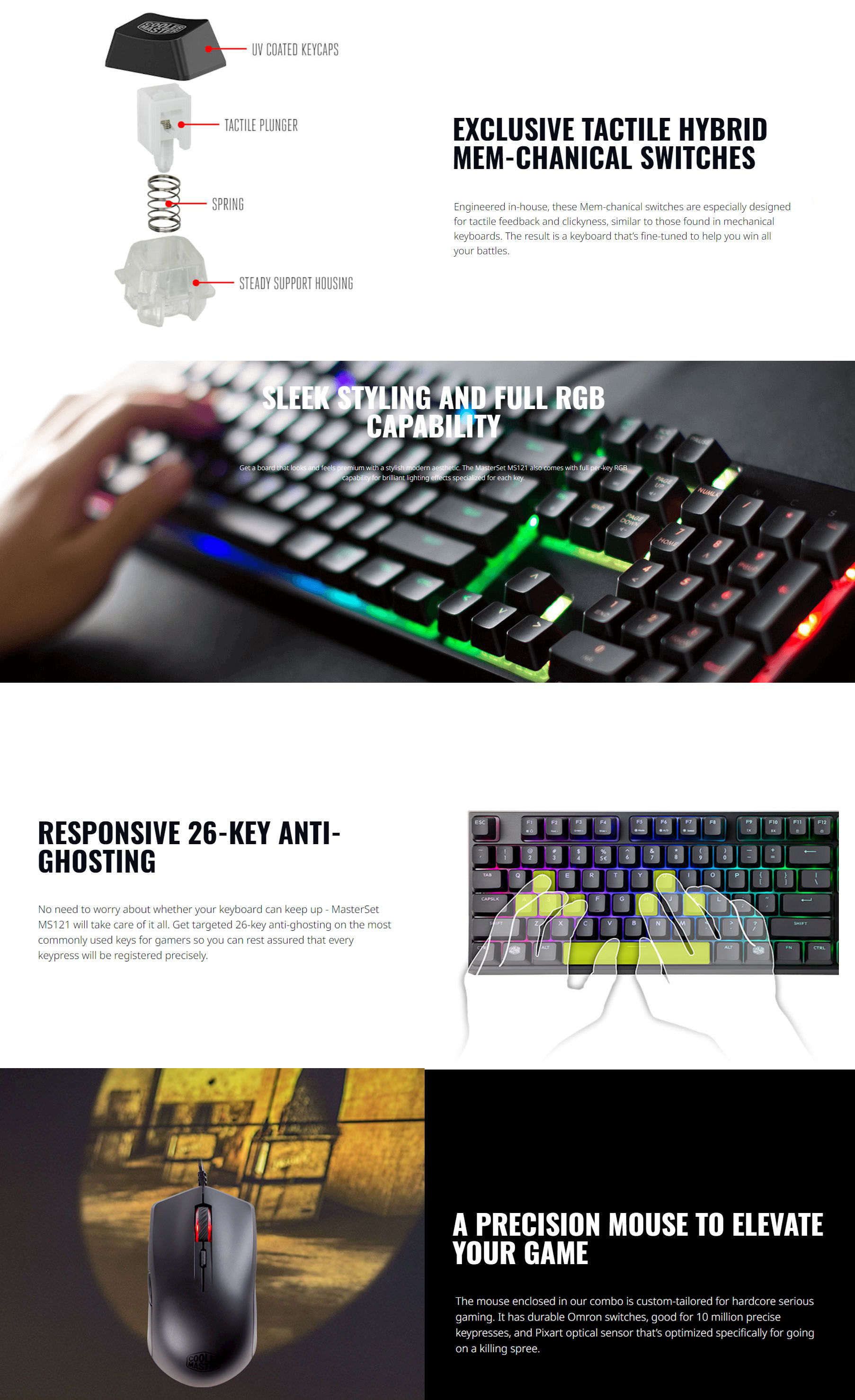 Cooler Master Masterset Ms121 Combo Rgb Memchanical Clicky Switches And Gaming Mouse Umart Com Au