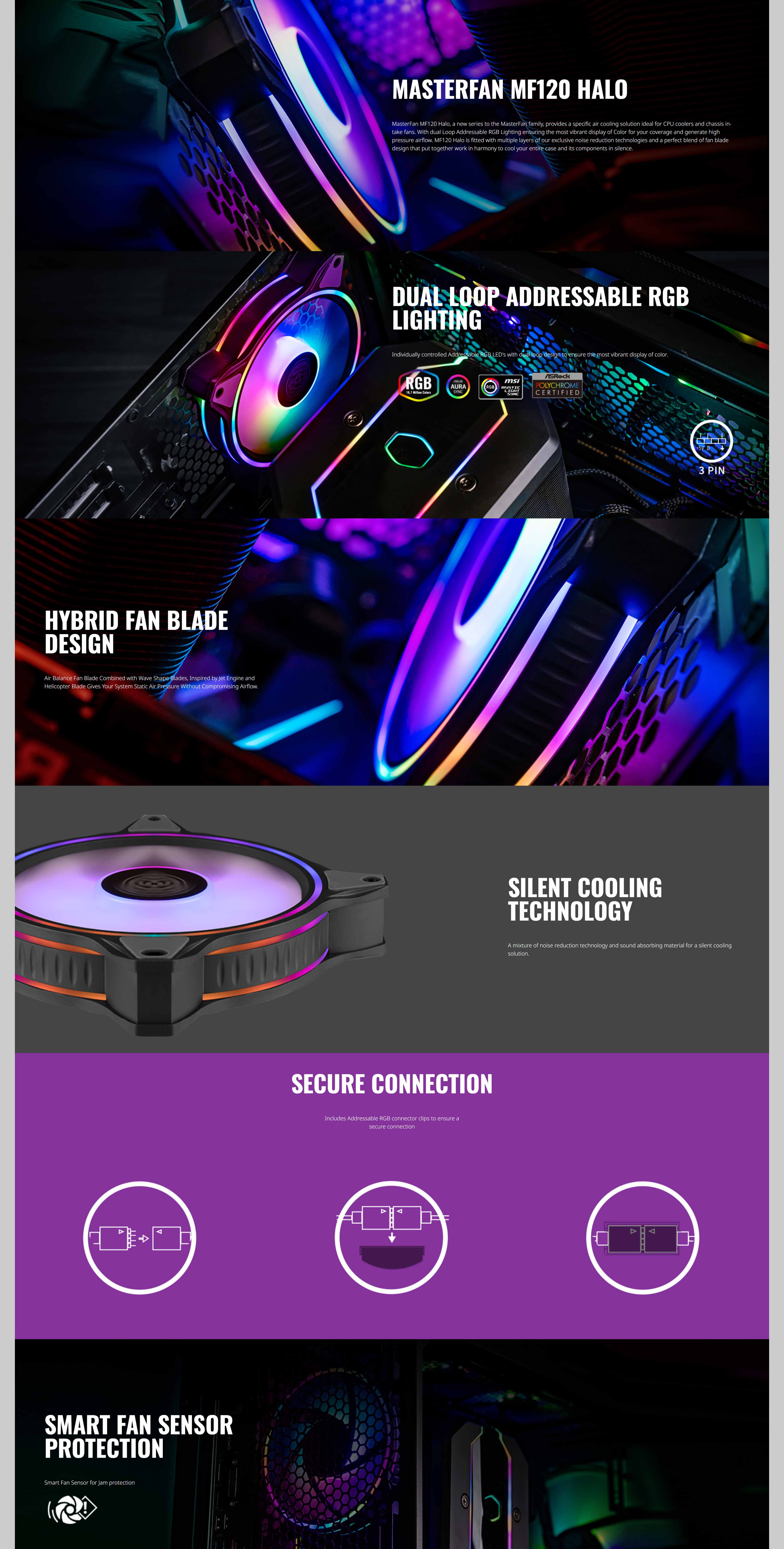 Cooler Master MasterFan MF120 HALO 120mm ARGB Fan 3 Pack