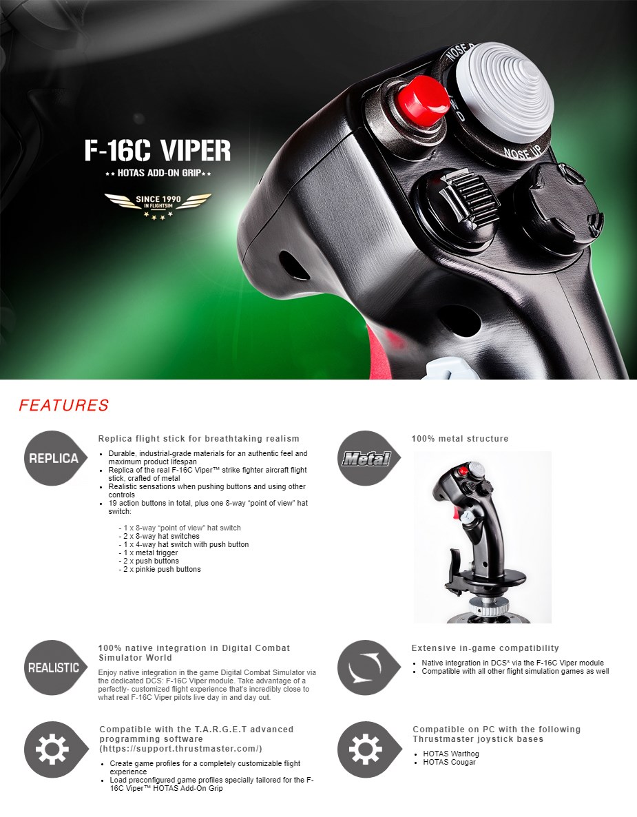 Thrustmaster F16C Viper Hotas Add On Grip - Umart.com.au