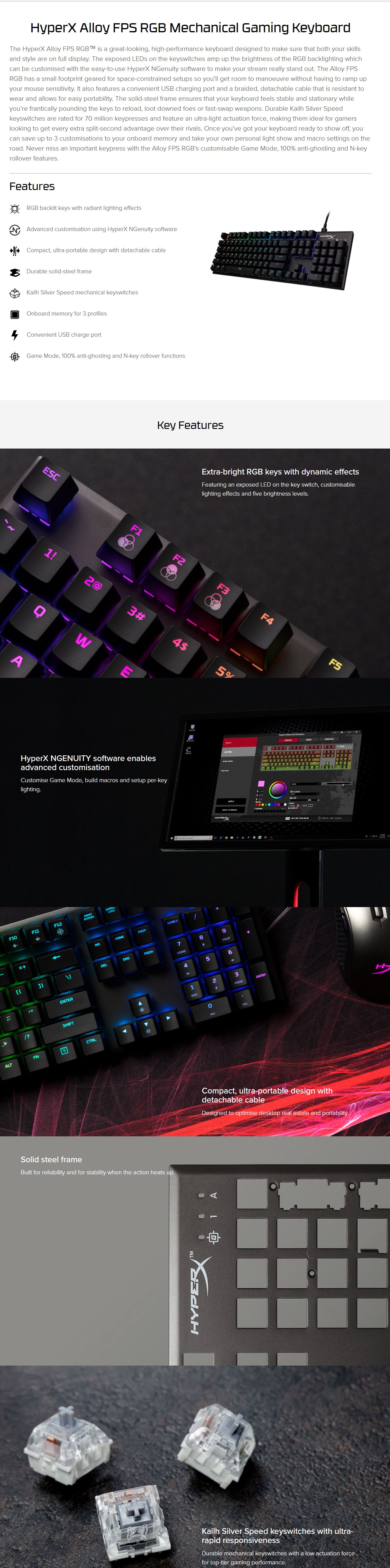 HyperX Alloy FPS RGB Mechanical Gaming Keyboard - Kailh Silver Speed ...