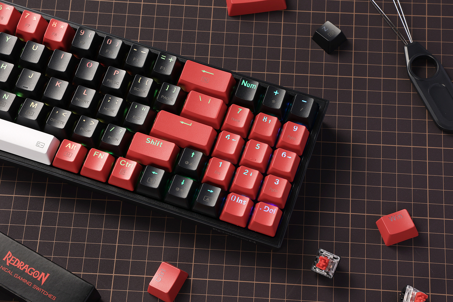 Redragon K628 Pro Pollux 75% Wireless RGB Gaming Keyboard, 78 Keys Hot-Swappable  Compact Mechanical Keyboard w/3-Mode Connection