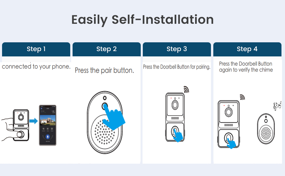 AIWIT Smart Doorbell WIFI Wireless Doorbell Video Doorbell With Camera