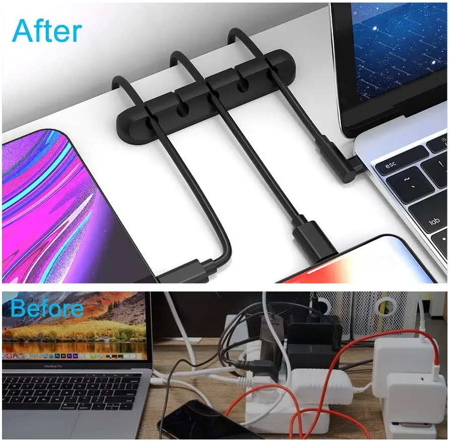 6 Pack Magnetic Cable Clips - Self-Adhesive Cord Organizers For Desk, Wall, Car (Mixed Colors, Holds Up To 7mm Cables)
