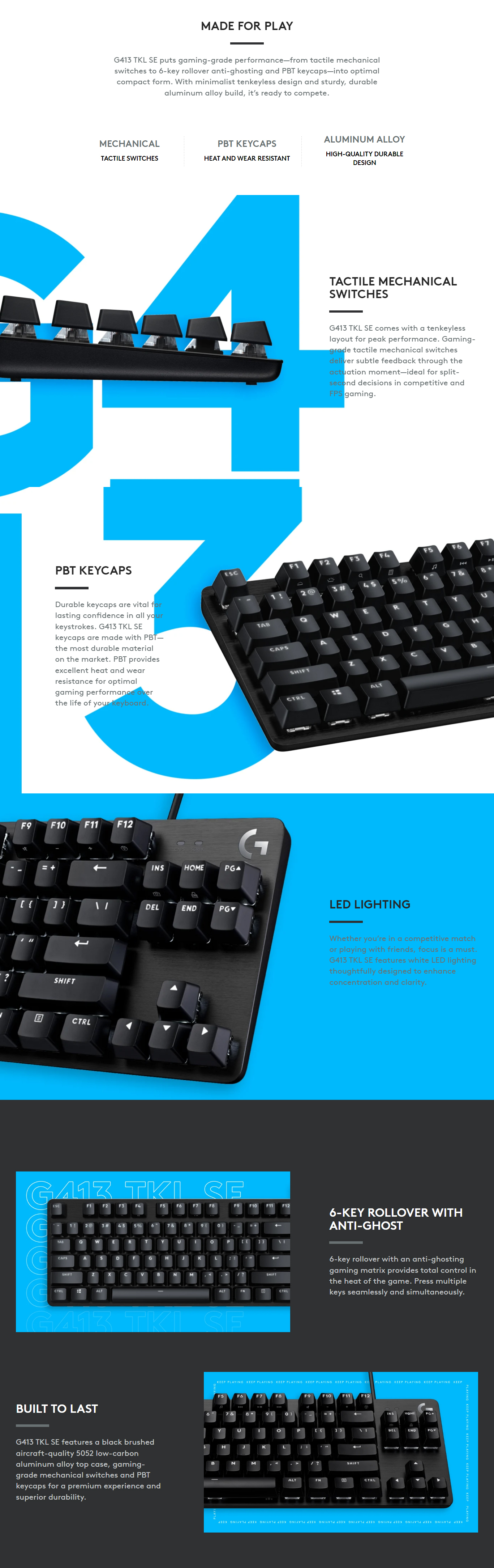 Logitech G413 TKL SE Mechanical Gaming Keyboard 