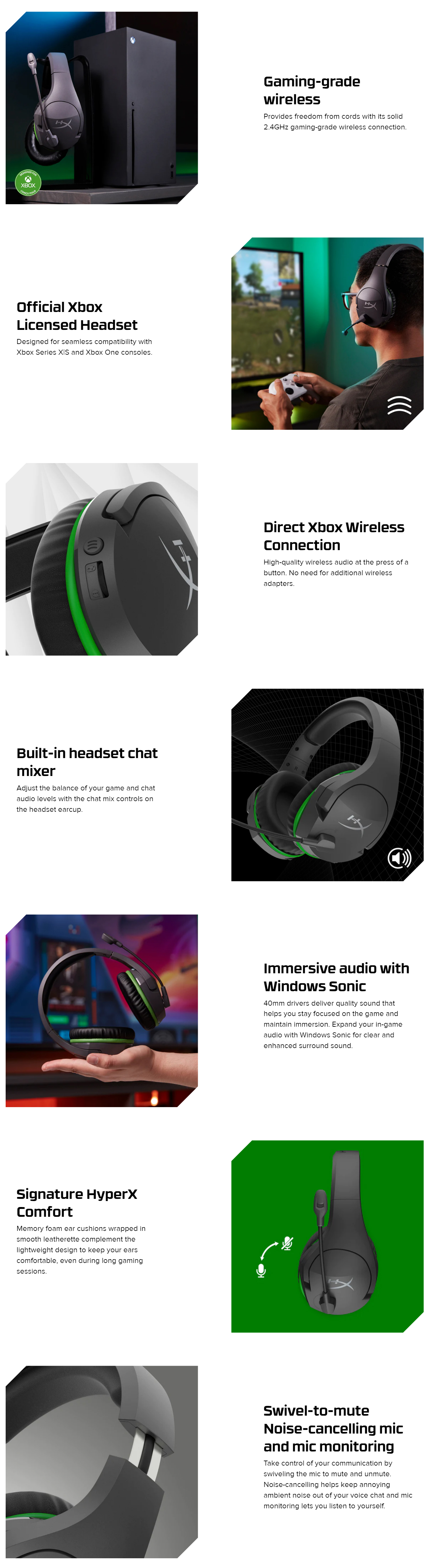 HyperX CloudX Stinger Core - Wireless Gaming Headset (Black-Green