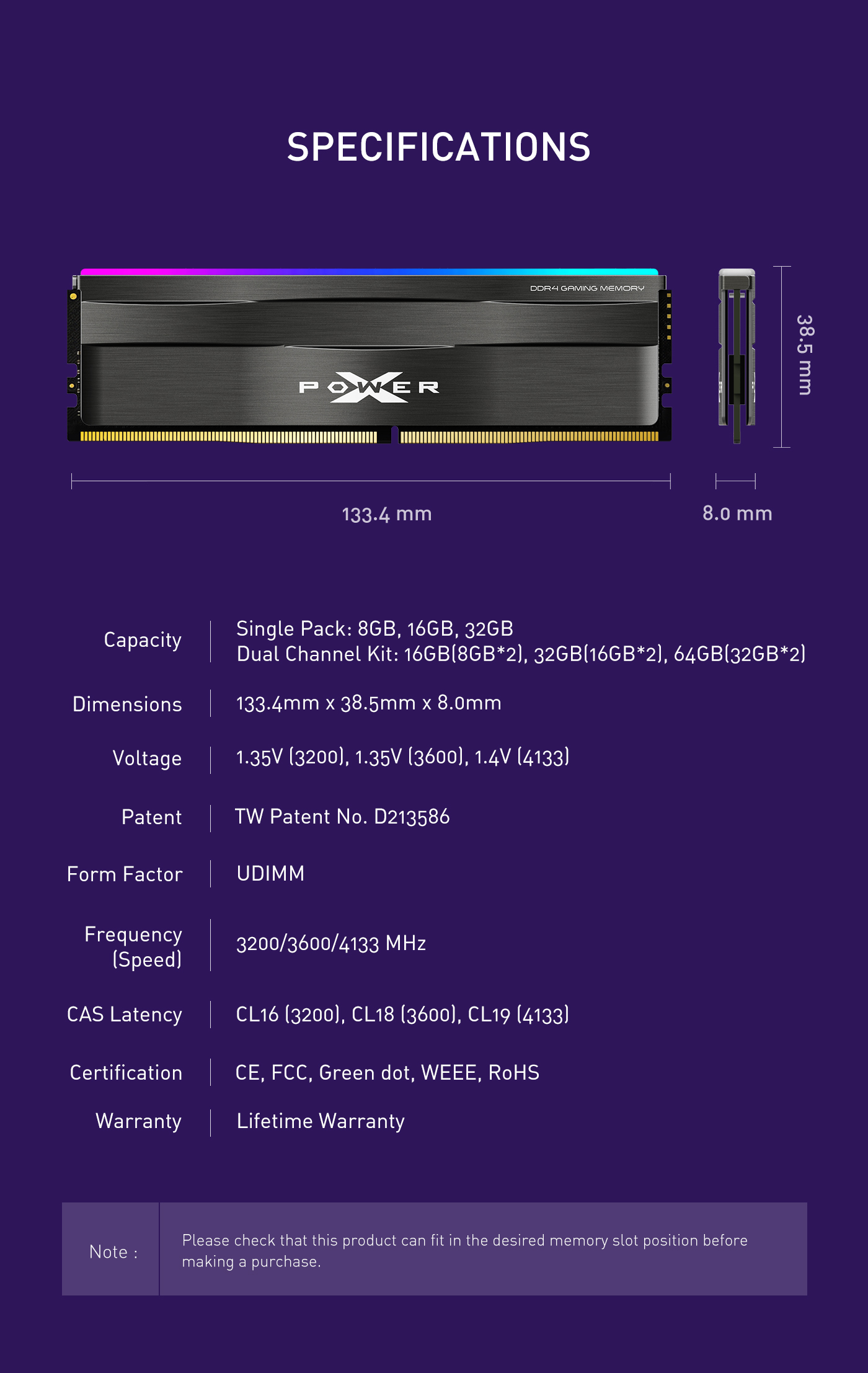 Silicon-Power-16GB-2x8GB-SP016GXLZU320BDD-3200MHz-XPOWER-Zenith-Gaming-Desktop-Memory-RGB-DDR4-RAM-14