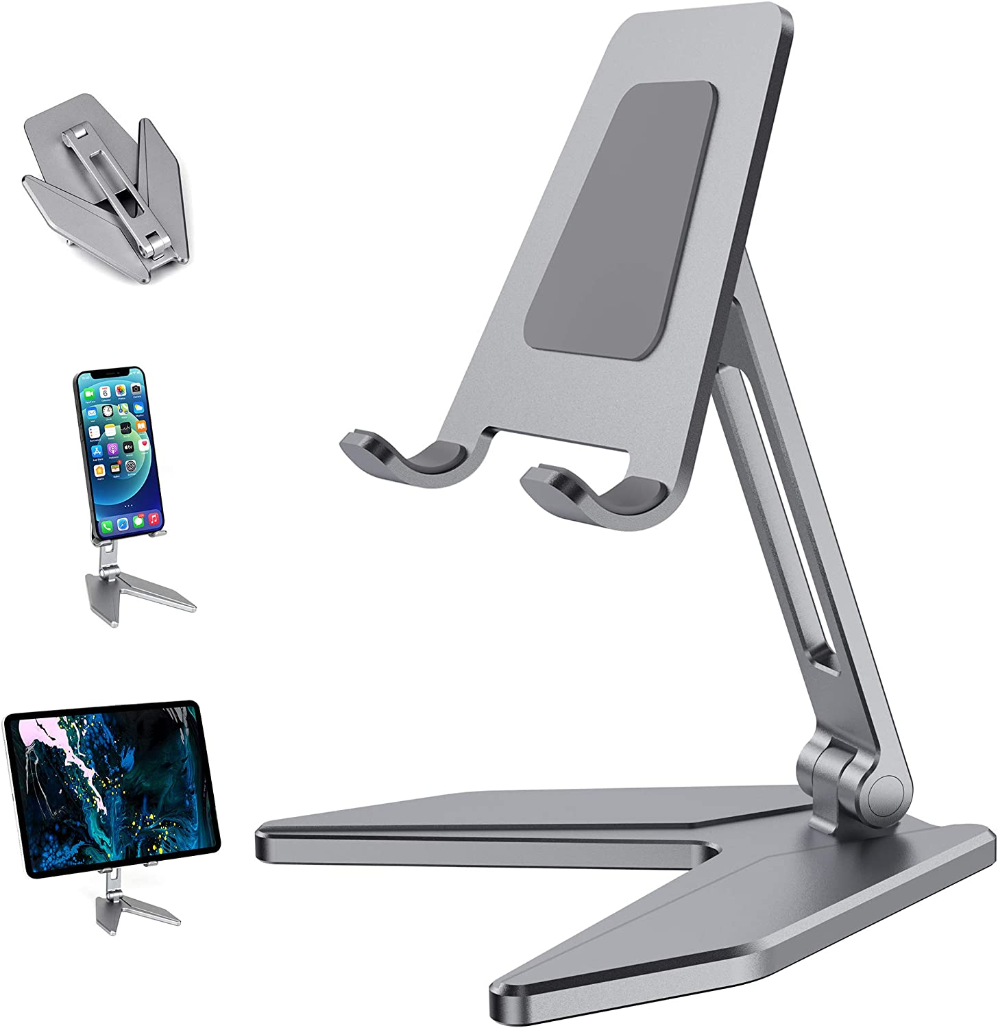 Tablet-Accessories-BONERUY-Adjustable-Tablet-Stand-Holder-Foldable-Tablet-Mount-For-Desk-with-Heavy-Metal-Base-Multi-Angles-for-7-13-3-ipad-Tablet-Grey-41