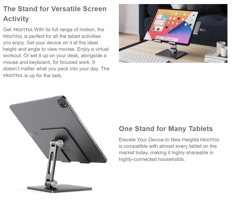 Tablet-Accessories-FRUITFUL-Adjustable-Tablet-Stand-Holder-Heavy-Aluminum-ipad-Stand-Tablet-Mount-for-Desk-Compatible-with-Cell-Phone-Tablet-Nintendo-iPad-4-13-35