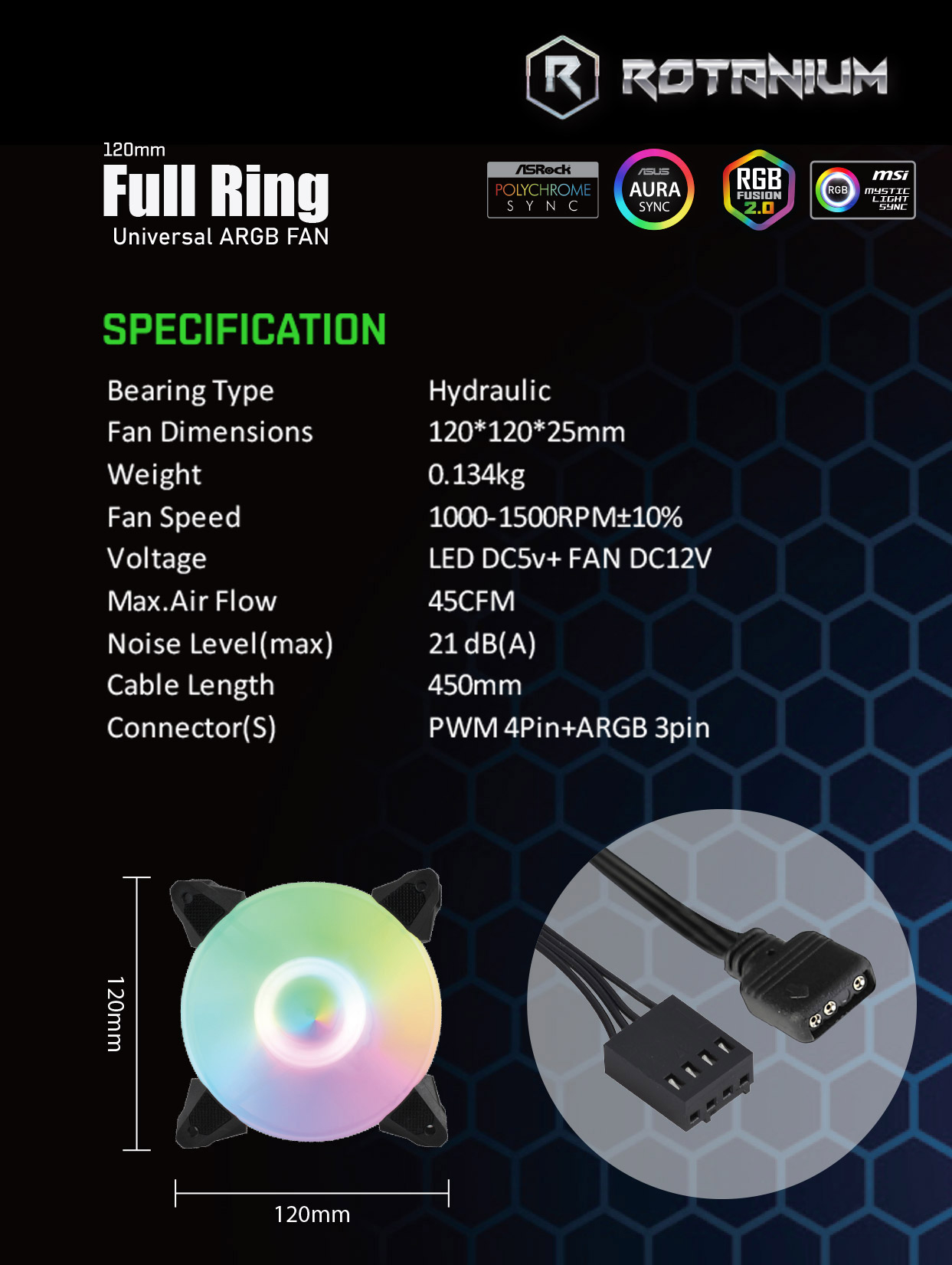 Fishing-Reels-Rotanium-Full-Ring-Universal-120mm-12cm-ARGB-PWM-Fan-1
