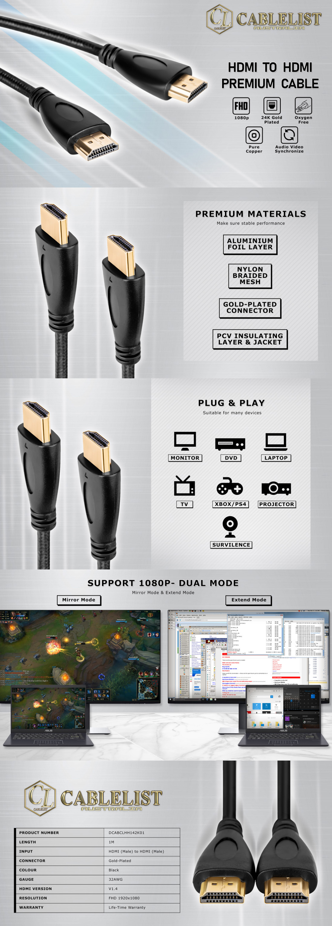 HDMI-Cables-Cablelist-2K-HDMI-to-HDMI-Male-to-Male-V1-4-3D-1m-Cable-2