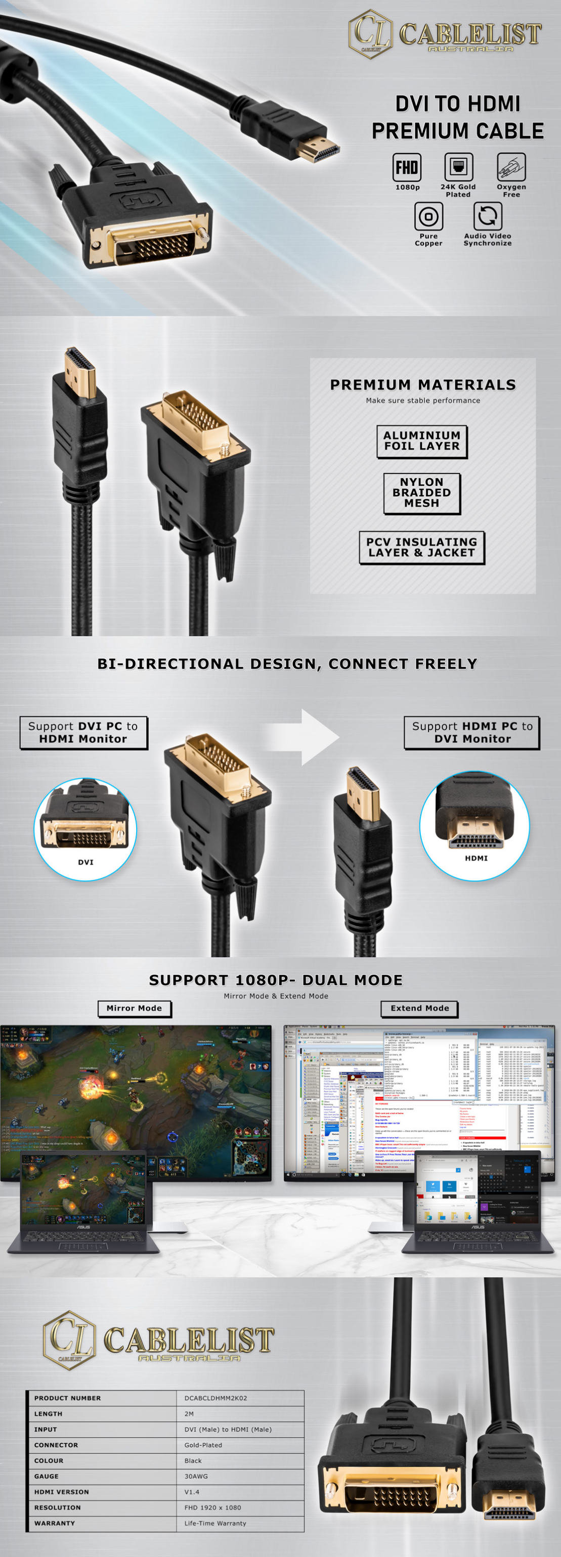 DVI-Cables-Cablelist-2K-DVI-Male-to-HDMI-Male-Cable-2m-3