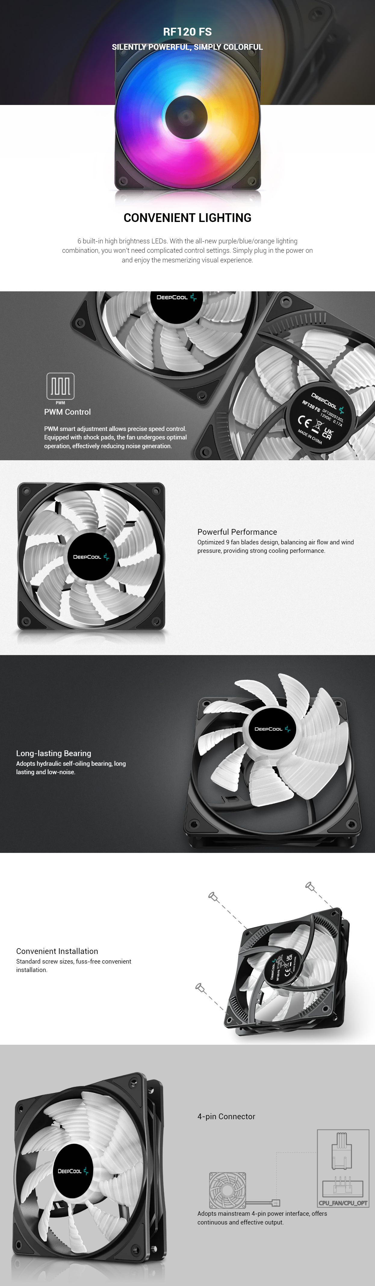 Fishing-Reels-Deepcool-RF120-FS-Rainbow-LED-120mm-PWM-Case-Fan-1