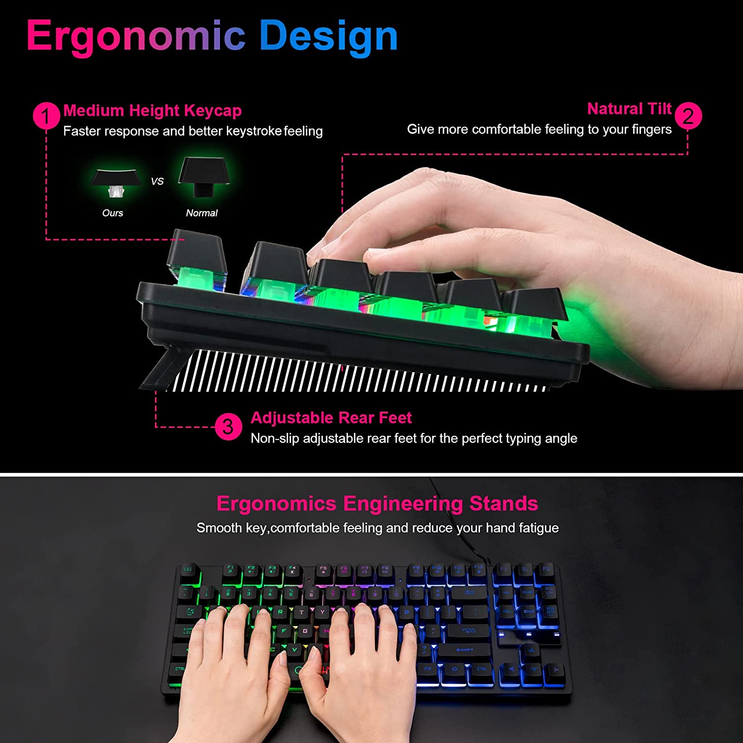 Y-FRUITFUL-Gaming-Keyboards-89-Key-Wired-Membrane-Keyboard-Rainbow-LED-Backlit-Mechanical-Feeling-Keyboard-Floating-Keycap-Design-Suitable-for-PC-12