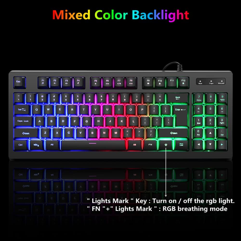 Y-FRUITFUL-Gaming-Keyboards-89-Key-Wired-Membrane-Keyboard-Rainbow-LED-Backlit-Mechanical-Feeling-Keyboard-Floating-Keycap-Design-Suitable-for-PC-14