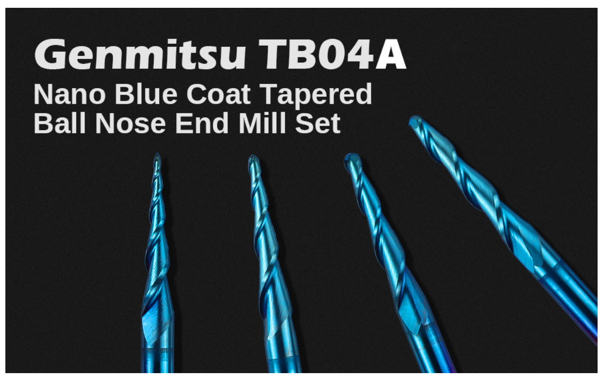 Laser-Engravers-Genmitsu-4pcs-2-Flute-Tapered-Ball-Nose-End-Mills-Tungsten-Carbide-Cutter-with-Nano-Blue-Coat-R0-25-1-0-1-8-Shank-TB04A-8