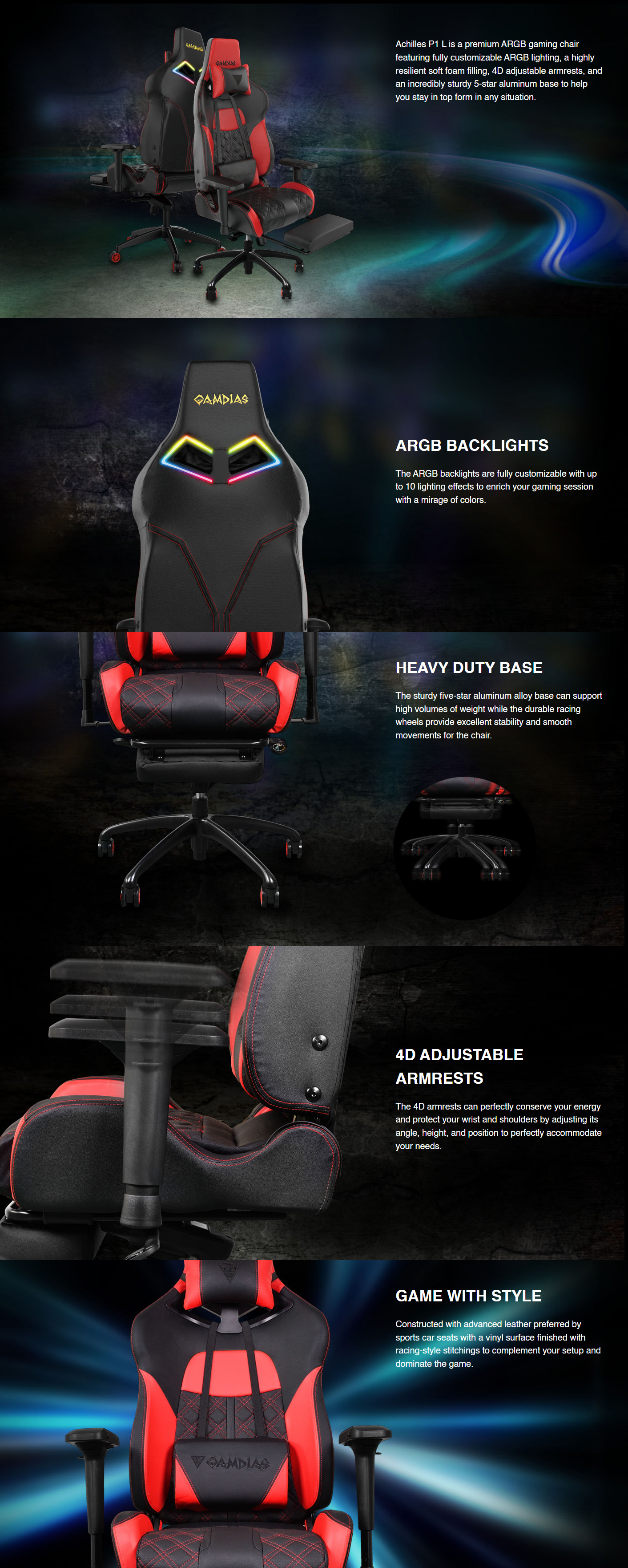 Gamdias Achilles P1 L BR RGB Ergonomic Gaming Chair with Footrest ...