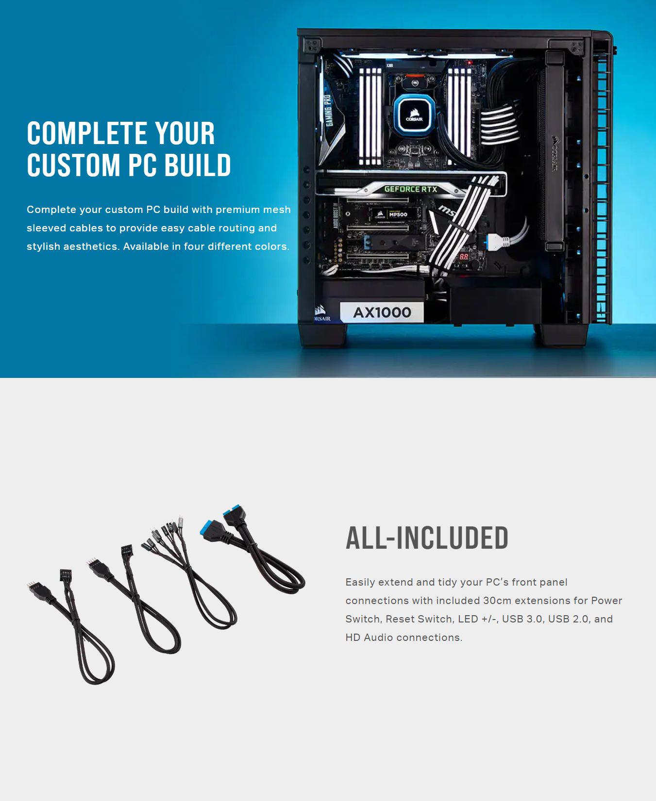 Case-Modding-Corsair-Premium-Sleeved-Front-Panel-Extension-Kit-30cm-Black-1