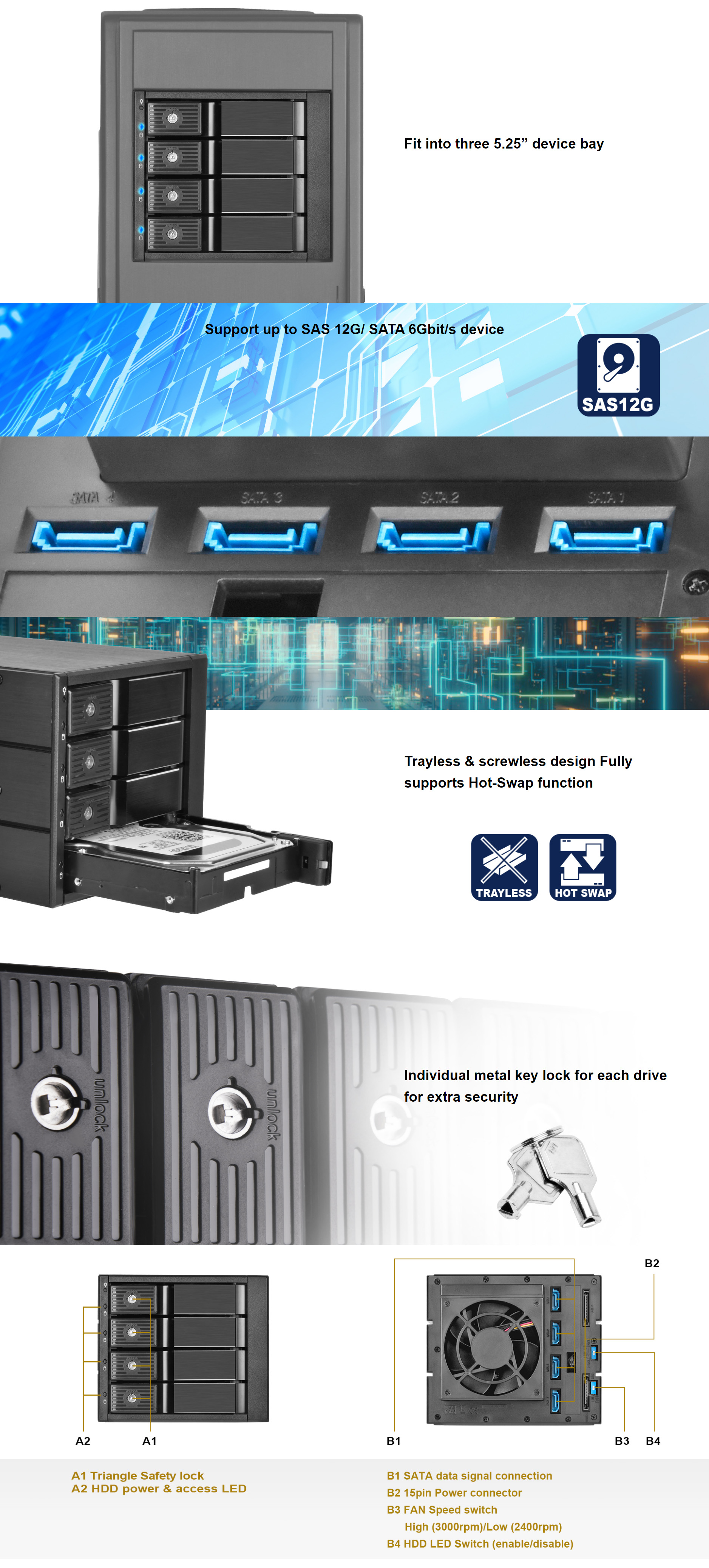 Enclosures-Docking-SilverStone-FS304-12G-4-Bay-Triple-5-25in-Cage-for-3-5in-SAS-SATA-HDDs-1