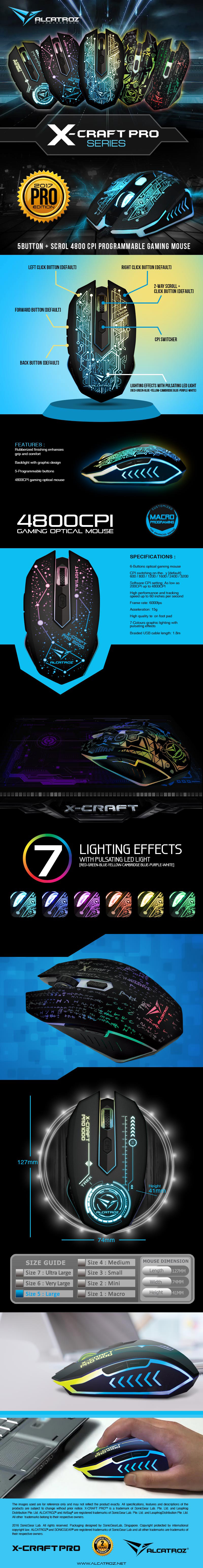 Mouse-Mouse-Pads-Alcatroz-X-Craft-PRO-Trek-1000-7-Colour-Gaming-Optical-Mouse-2