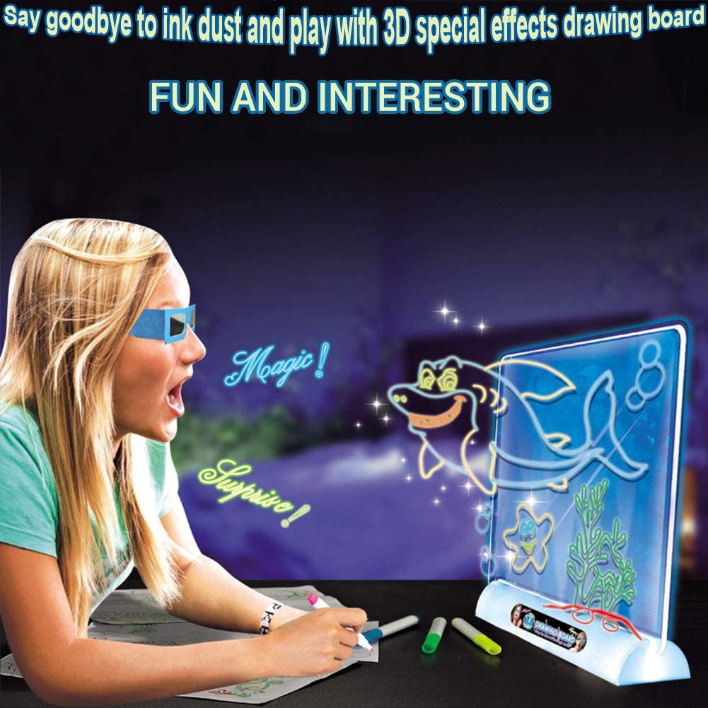 Electronic-Learning-LED-Glow-Drawing-Board-Kids-Doodle-Board-Set-Interactive-Handwriting-Writing-Drawing-Pad-with-4-Fluorescent-Markers-3D-Glasses-for-Girls-Boys-46