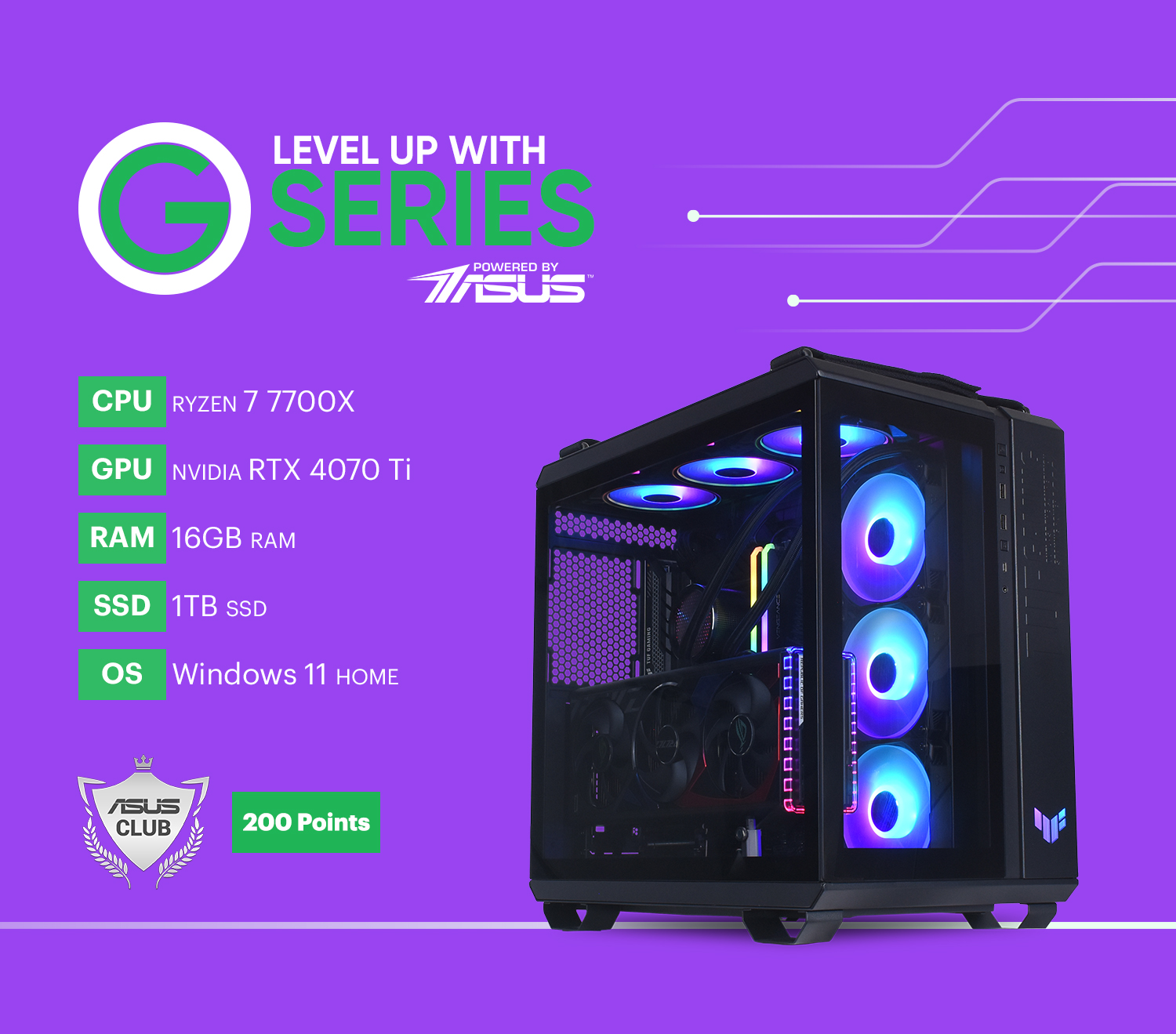 ゲーミングPC（Ryzen7 5800X3D/RTX4060Ti/メモリ16GB/M.2 SSD 500GB 