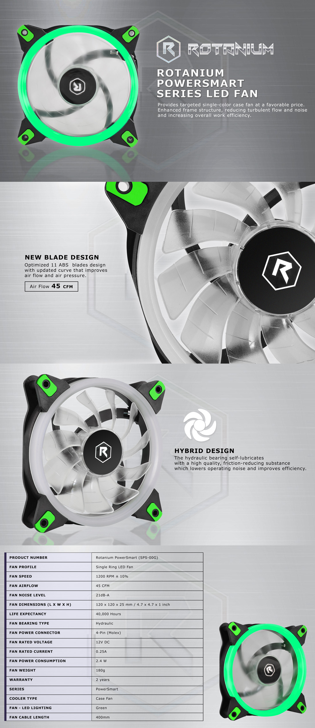 120mm-Case-Fans-Rotanium-Molex-120mm-LED-Case-Fan-Green-3
