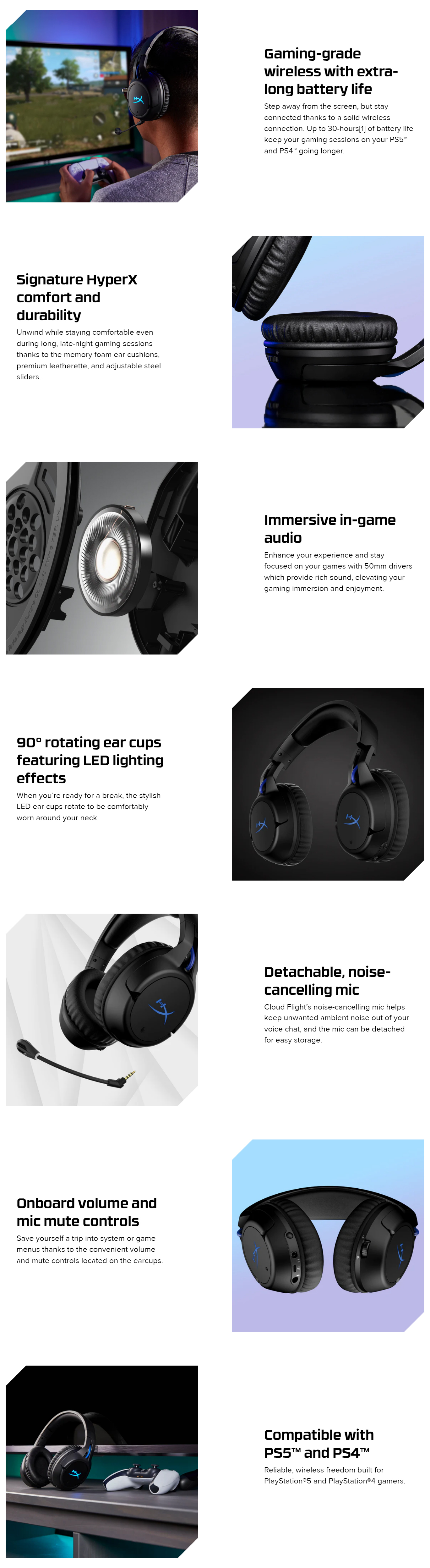 HyperX Cloud Flight – Wireless Gaming Headset for PS5 and PS4, Up to  30-hour battery, Memory foam ear cushions and premium leatherette