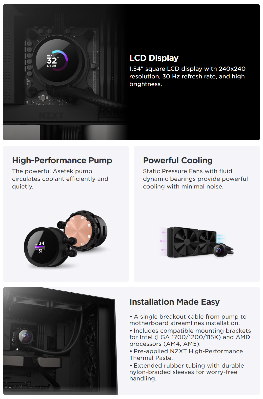 CPU-Cooling-NZXR-Kraken-360-360mm-AIO-Liquid-Cooler-with-LCD-Display-Black-1