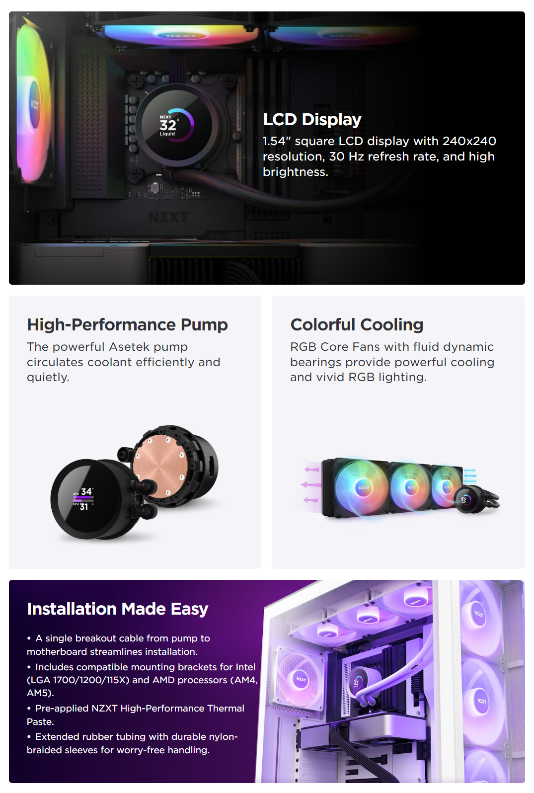 CPU-Cooling-NZXT-Kraken-360-RGB-360mm-AIO-Liquid-Cooler-with-LCD-Display-Black-1