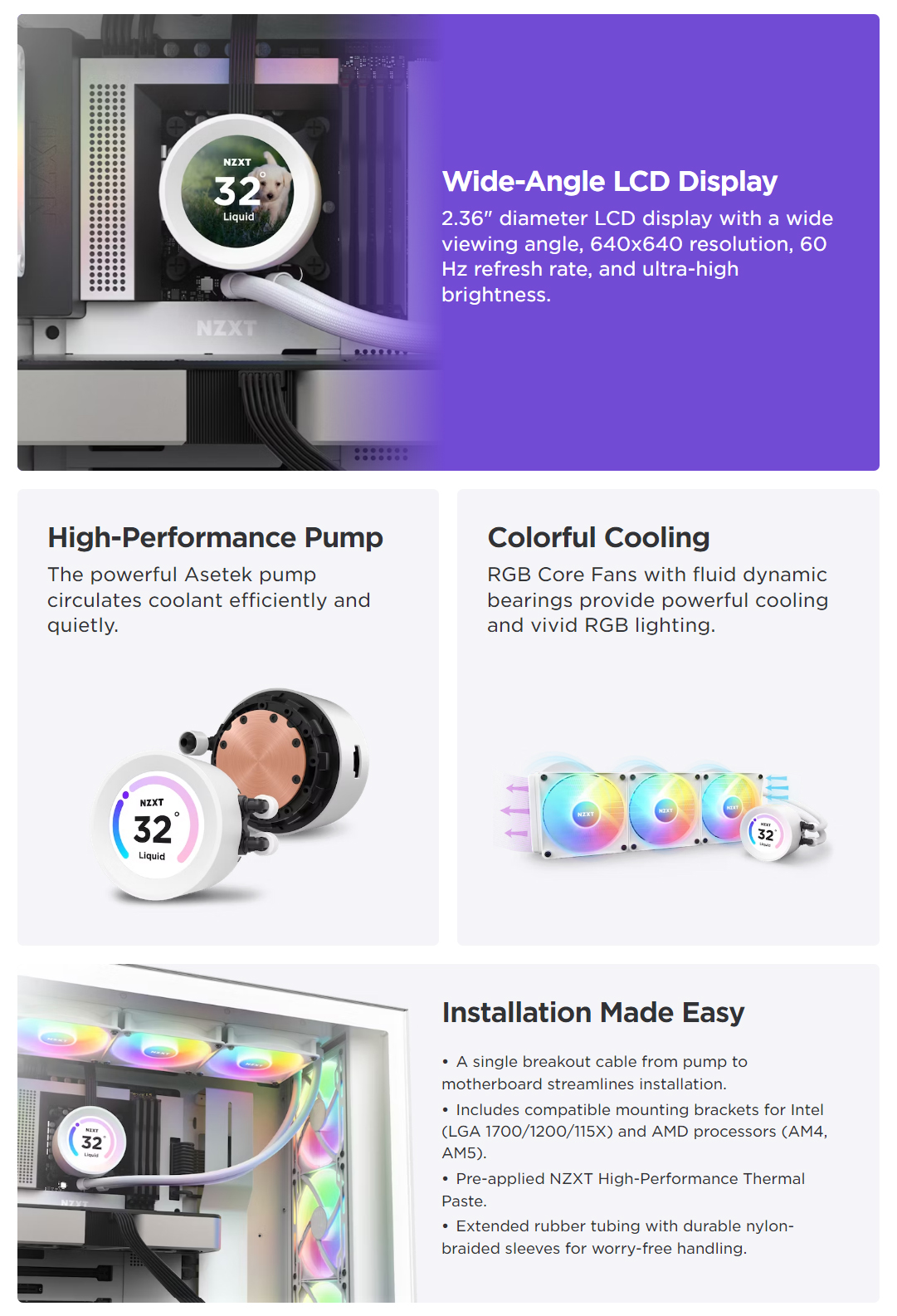 NZXT-Kraken-Elite-360-RGB-360mm-AIO-Liquid-CPU-Cooling-with-LCD-Display-White-1