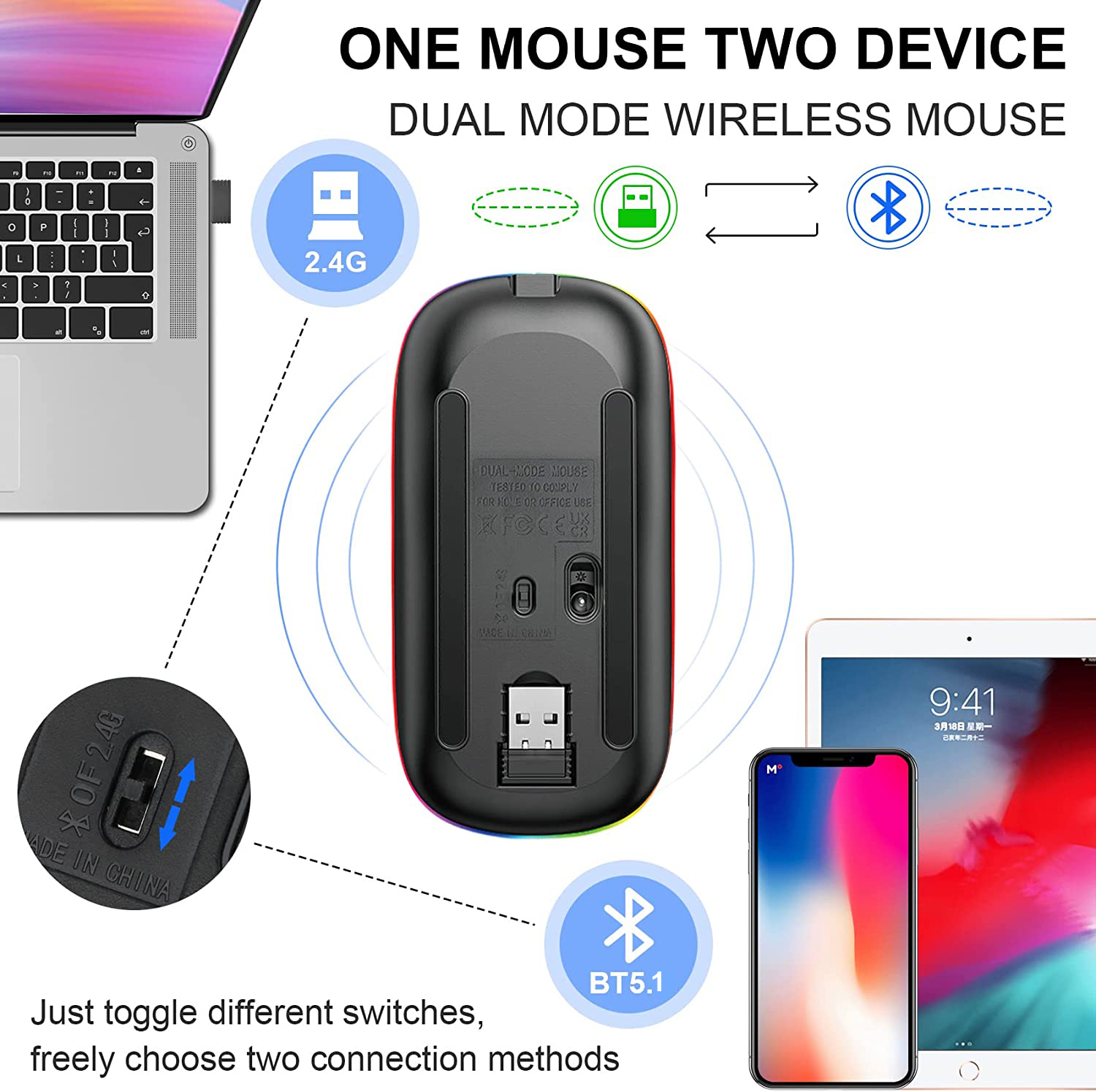 LED-Wireless-Mouse-Bluetooth-Mouse-Rechargeable-Silent-Mouse-USB-and-Type-C-Dual-Mode-BT-5-1-2-4G-Optical-Mouse-3-Adjustable-DPI-with-USB-Cable-23
