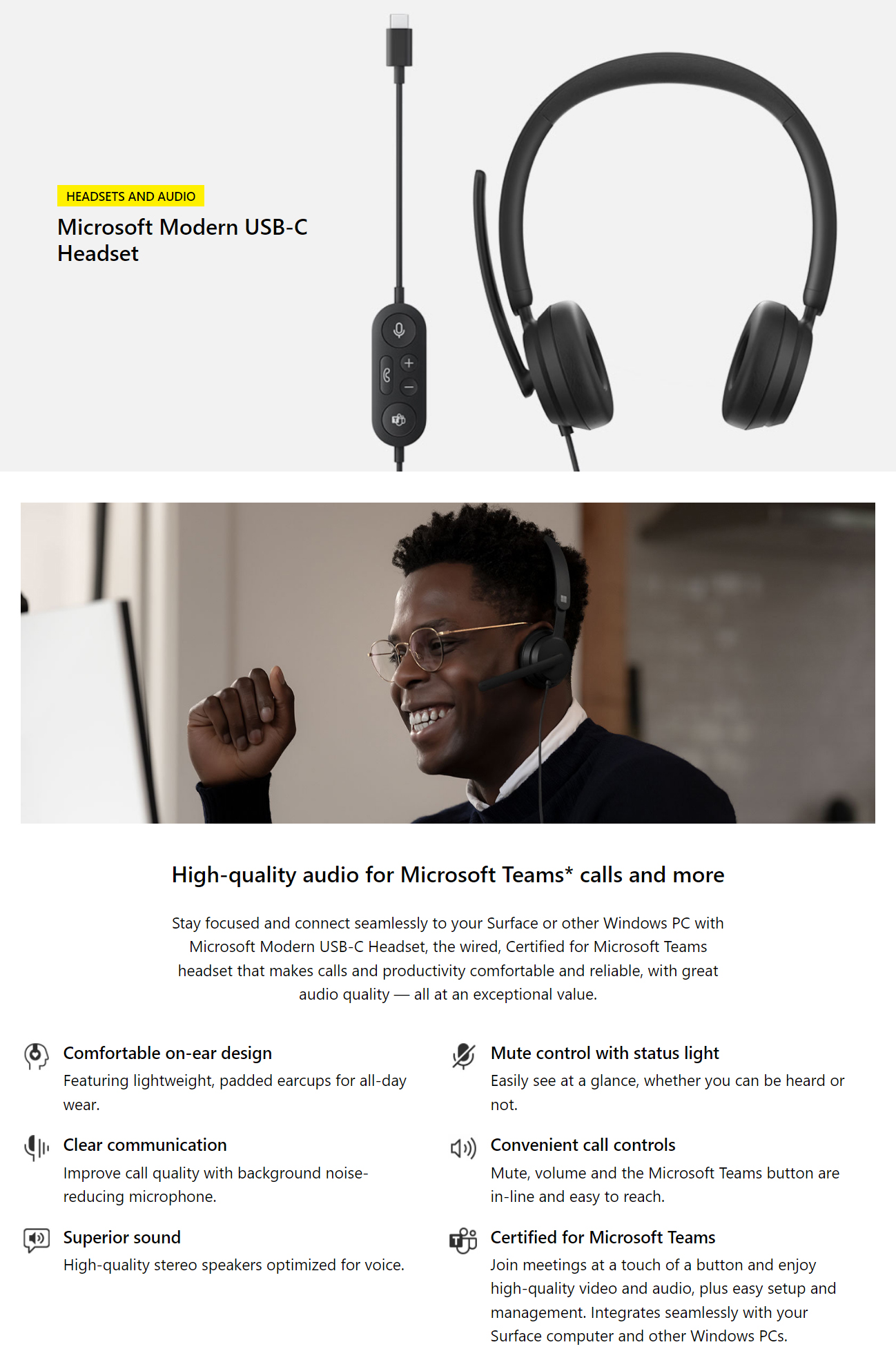 Microsoft Modern Wireless Headset - Wireless Headset,Comfortable