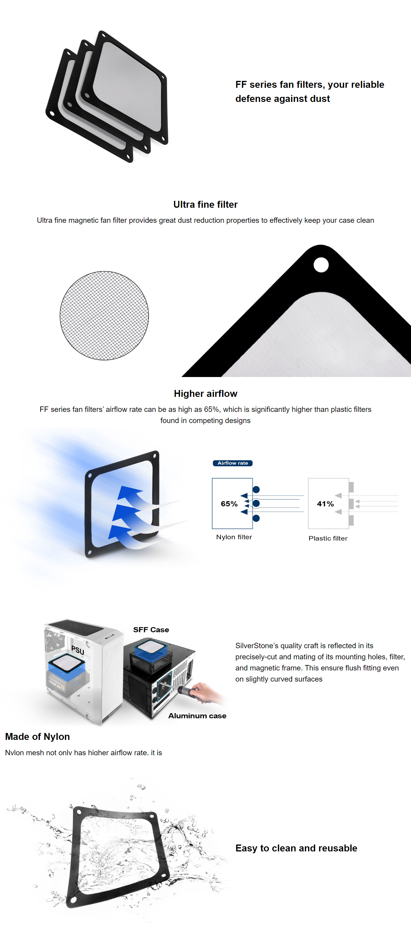 Pack De 3 Filtres Anti-poussière Magnétiques SilverStone 140mm - Ultra Fins, Faciles à Installer