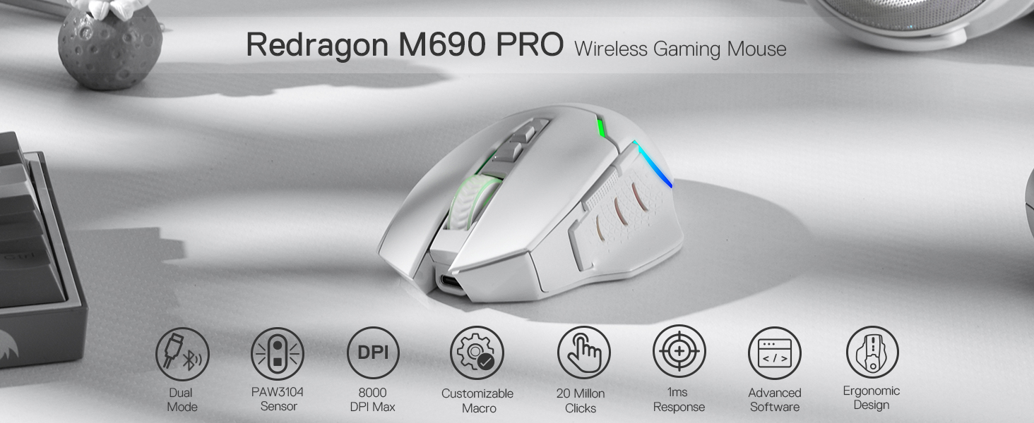 Mouse-Mouse-Pads-Redragon-M690-PRO-Wireless-Gaming-Mouse-8000-DPI-Wired-Wireless-Gamer-Mouse-w-Rapid-Fire-Key-8-Macro-Buttons-Ergonomic-Design-White-15