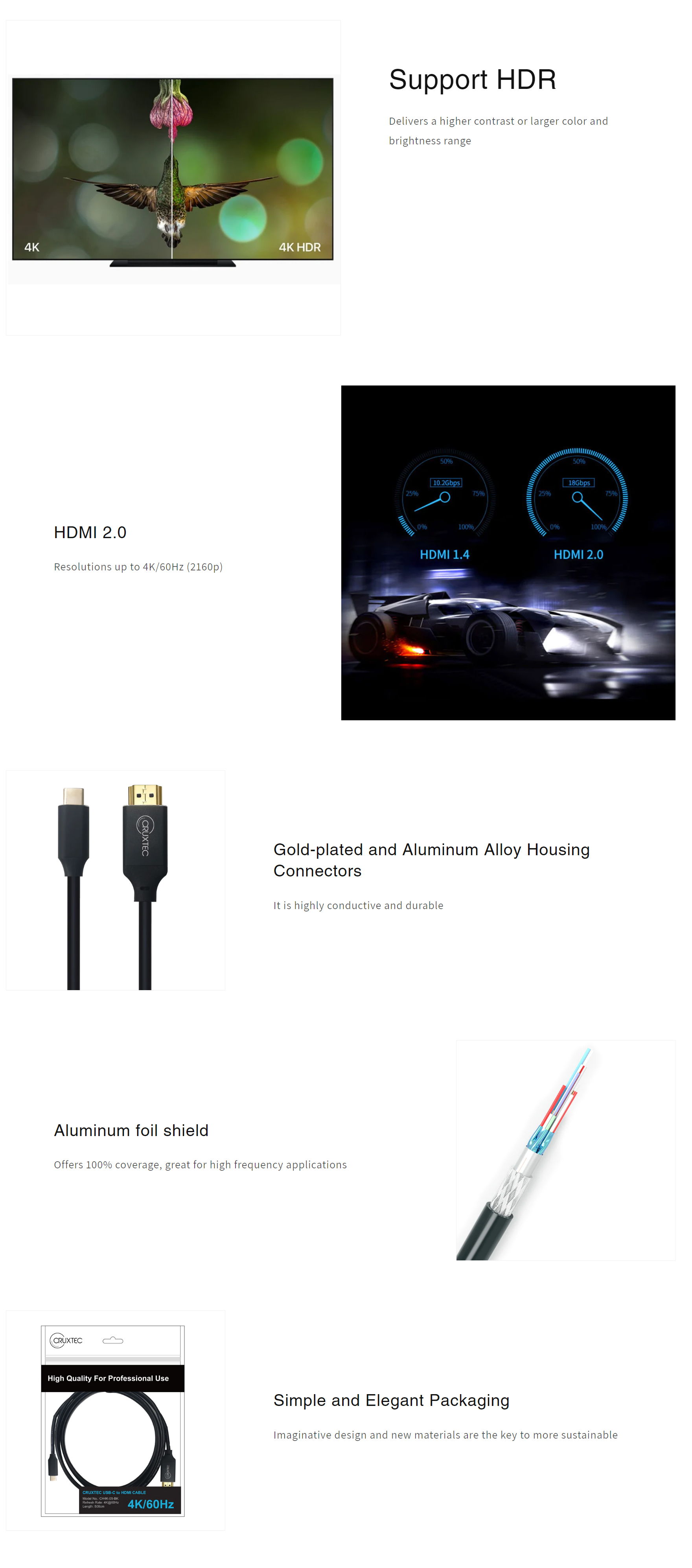 USB-Cables-Cruxtec-CH4K-02-BK-USB-C-Male-to-HDMI-2-0-Male-Cable-2m-1