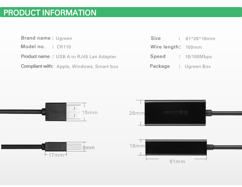 Electronics-Appliances-UGREEN-USB-2-0-A-To-100Mbps-Ethernet-Adapter-Black-ABS-10cm-13