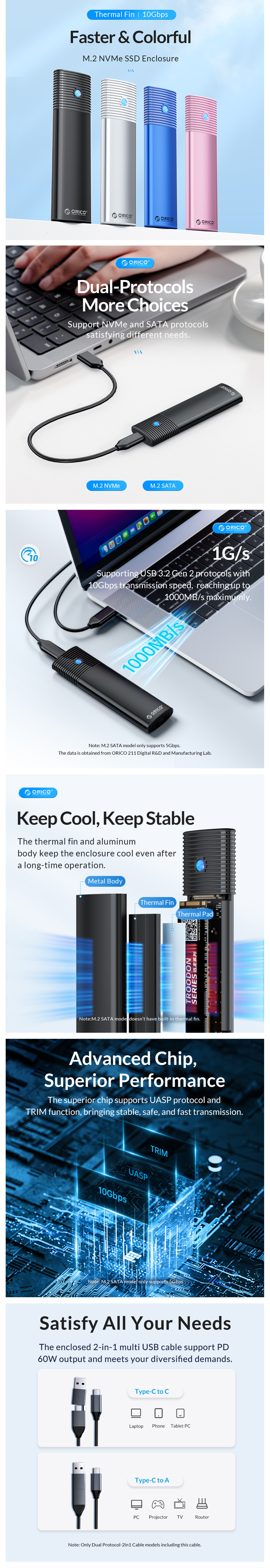 Enclosures-Docking-Orico-USB-C-Gen2-10Gbps-NVMe-NGFF-SATA-M-2-SSD-Enclosure-Black-1