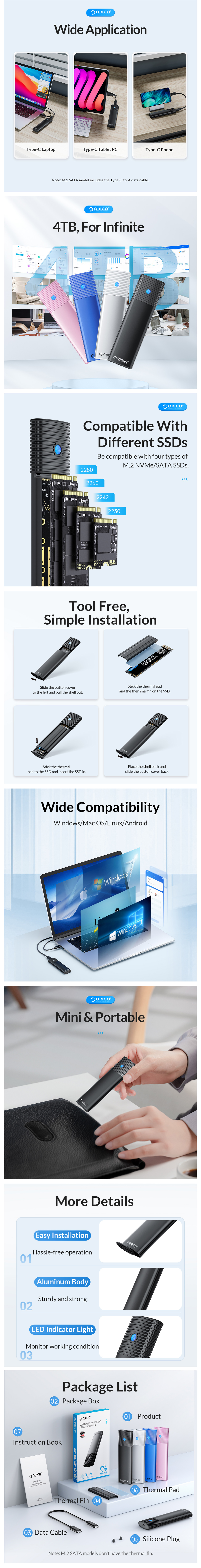 Enclosures-Docking-Orico-USB-C-Gen2-10Gbps-NVMe-NGFF-SATA-M-2-SSD-Enclosure-Black-2