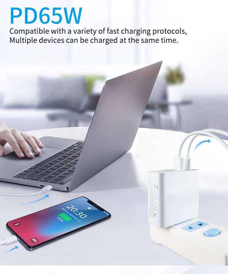 Mobile-Phone-Accessories-MOREJOY-65W-GaN-USB-C-USD-A-Fast-A-Fast-Charger-Wall-Adapter-AU-Plug-C-port-Max-100W-A-port-Max-18W-Compatible-with-Smart-Phones-Iphone-Ipad-Laptop-11