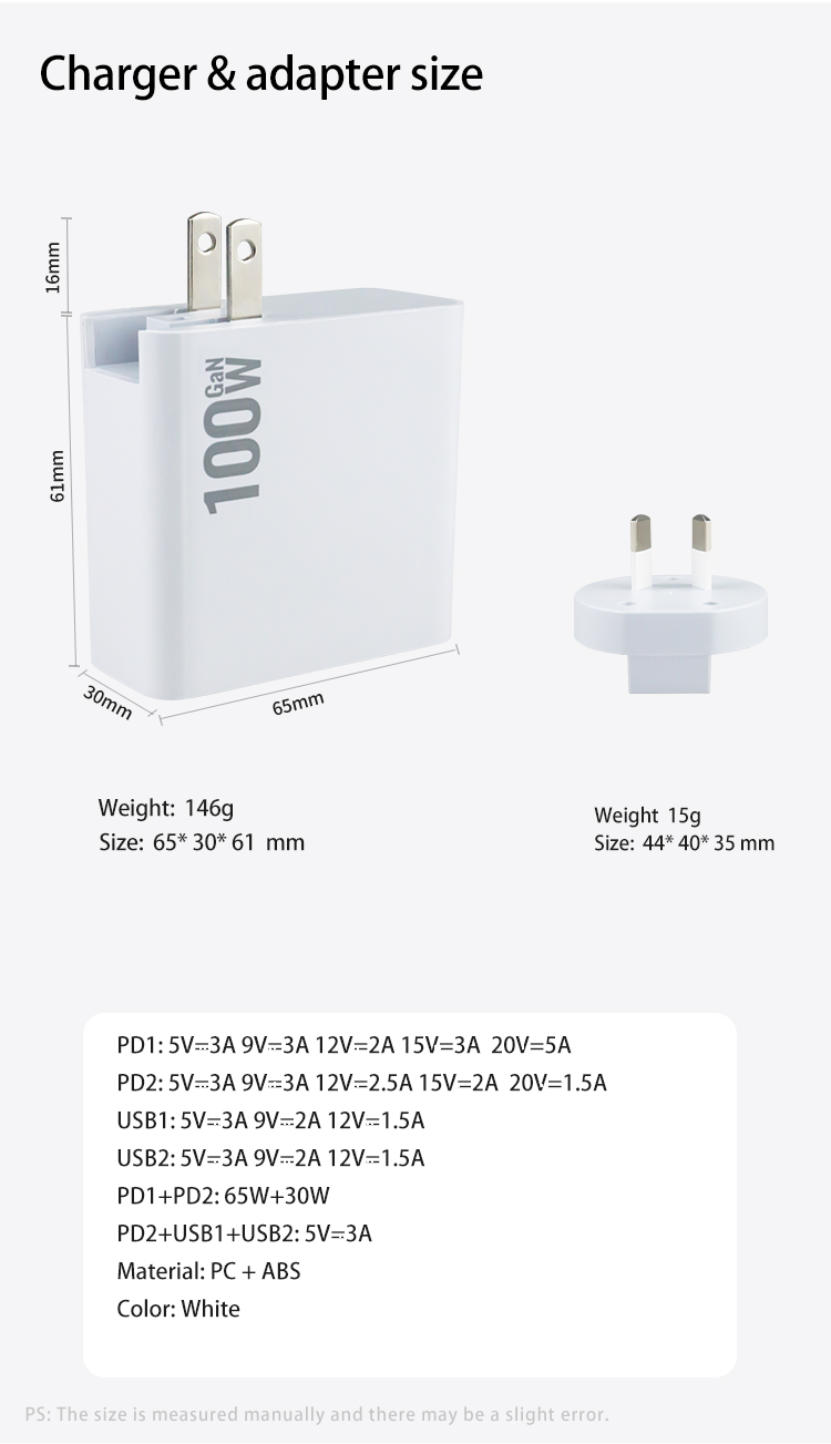 Phones-Accessories-MOREJOY-100W-GaN-USB-C-USD-A-Fast-A-Fast-Charger-Wall-Adapter-AU-Plug-C-port-Max-100W-A-port-Max-18W-Compatible-with-Smart-Phones-Iphone-Ipad-Laptop-7