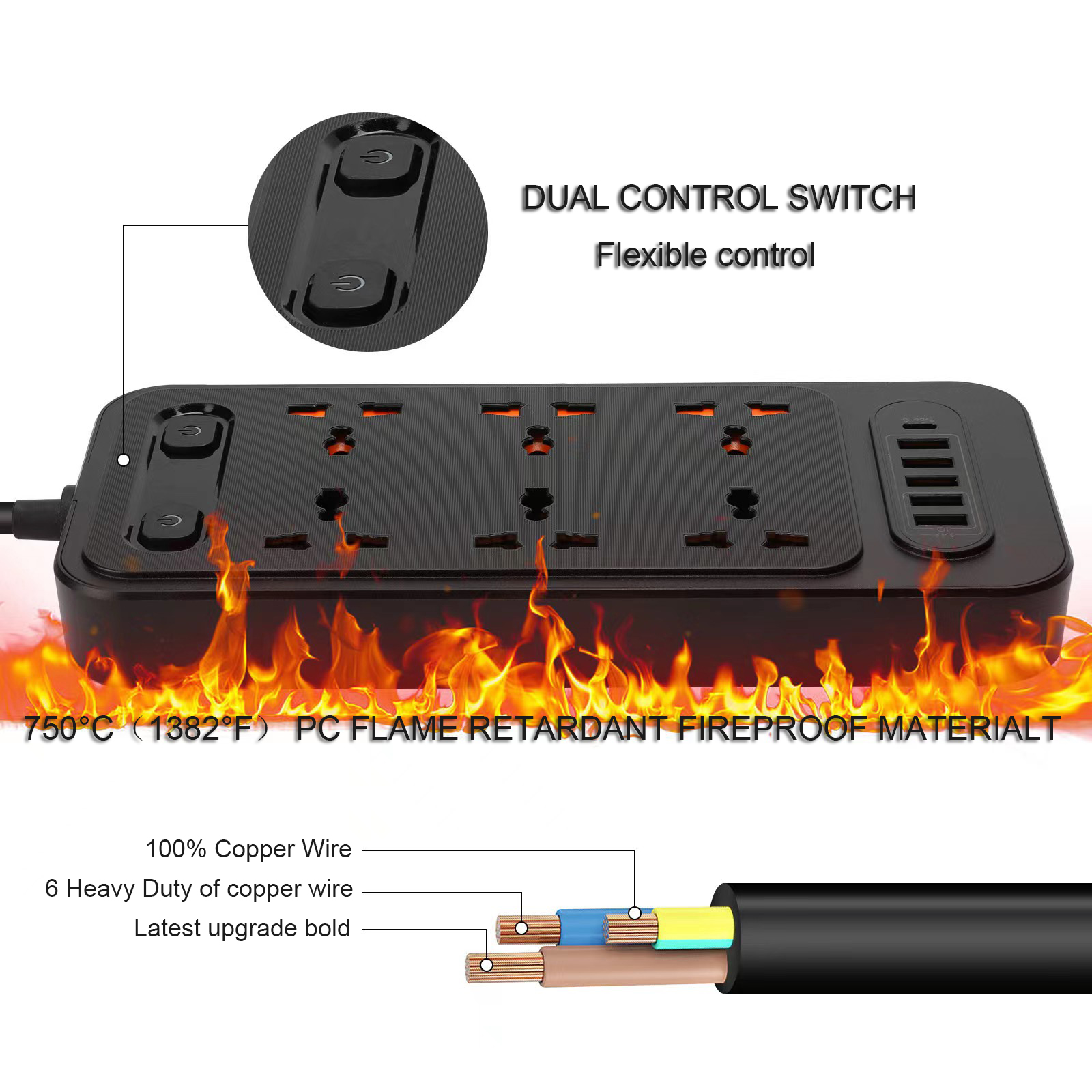UPS-Power-Protection-Power-Outlet-Strip-6-way-Universal-Multi-Socket-AU-Plug-with-USB-TYPE-C-Ports-Fast-Charging-Electrical-Sockets-Flame-Retardant-Socket-Adapter-2023NEW-36