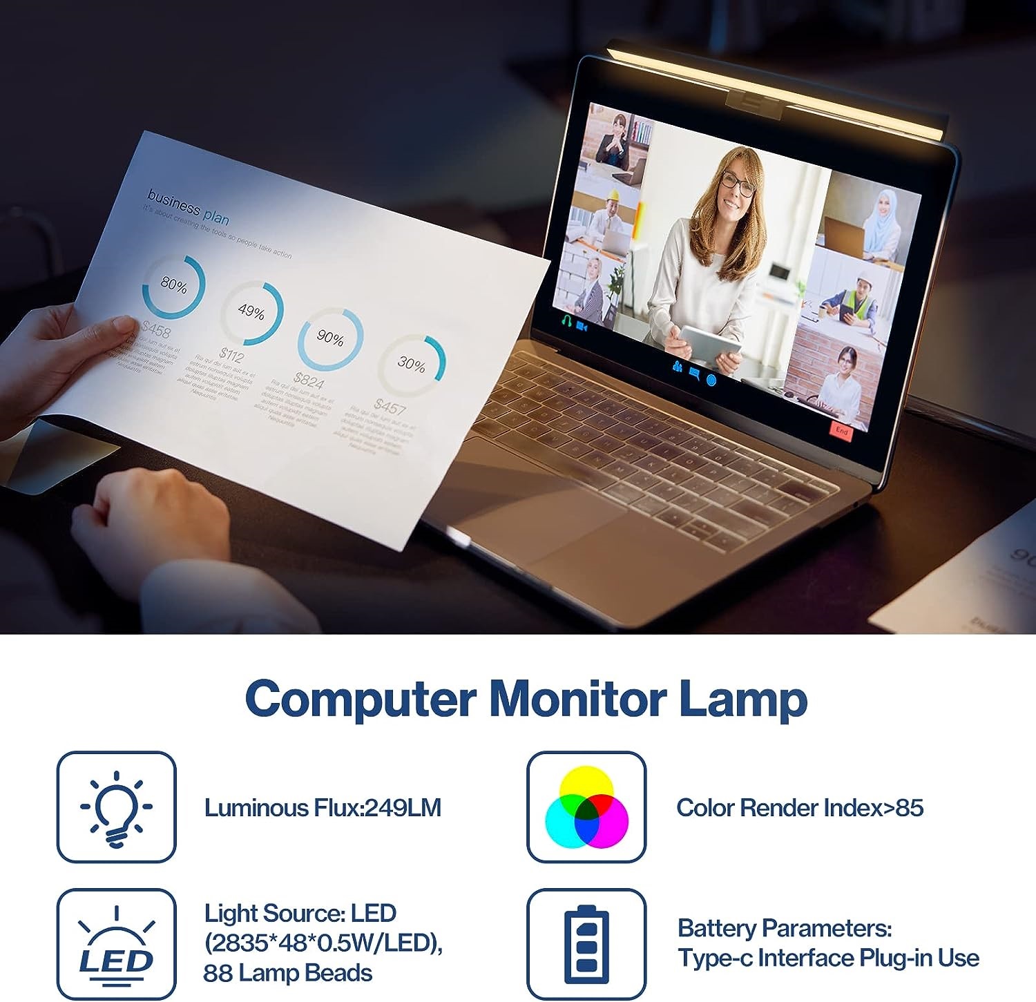 LED-Desk-Lights-E-Reading-Computer-Monitor-Light-Eye-Care-Screen-Reading-Light-with-Touch-Control-and-Flexible-Tripod-Fixture-5-Color-Temperature-10-Brightness-7