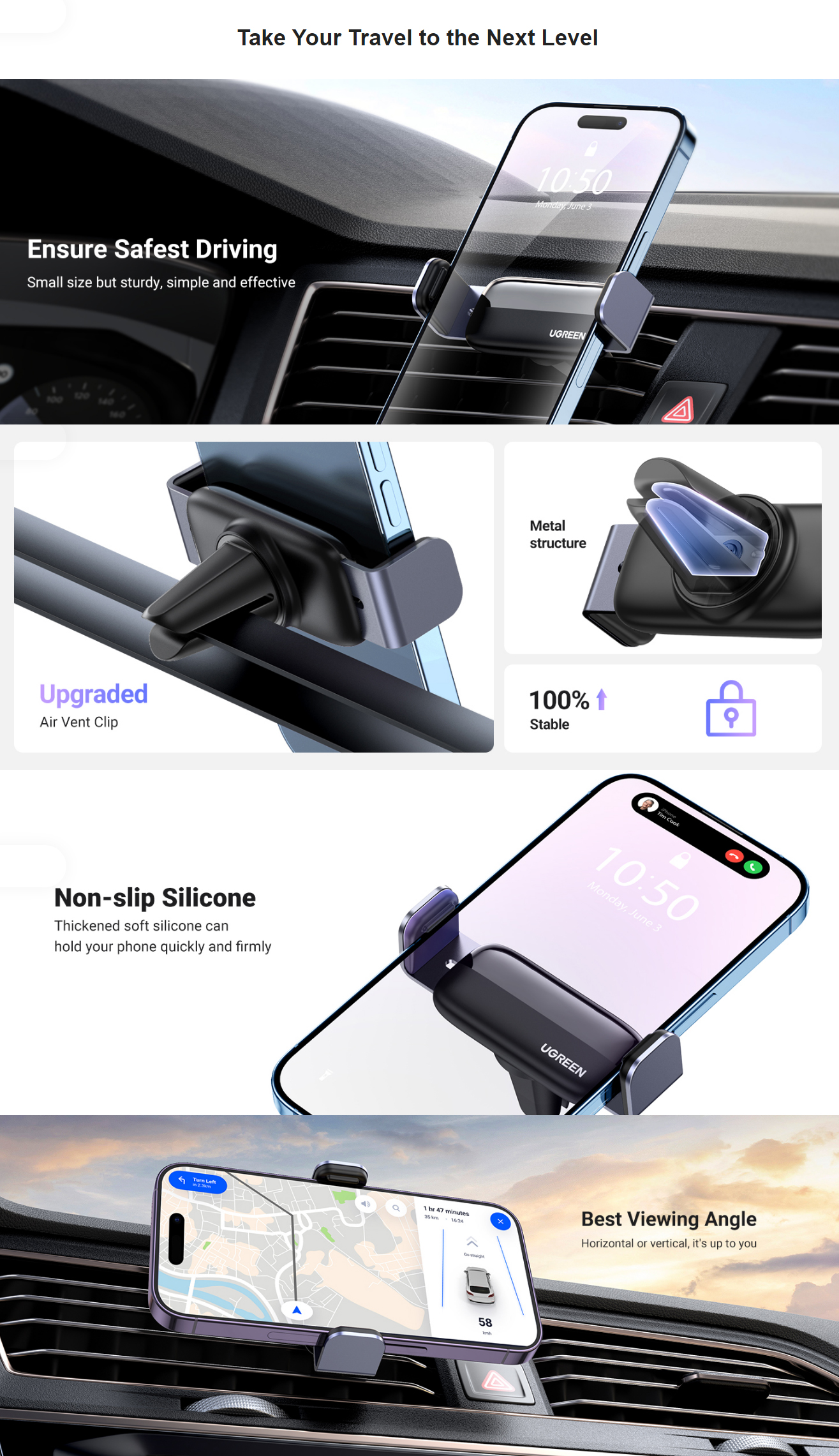 Mobile-Phone-Accessories-UGreen-Car-Air-Vent-Phone-Holder-Black-1