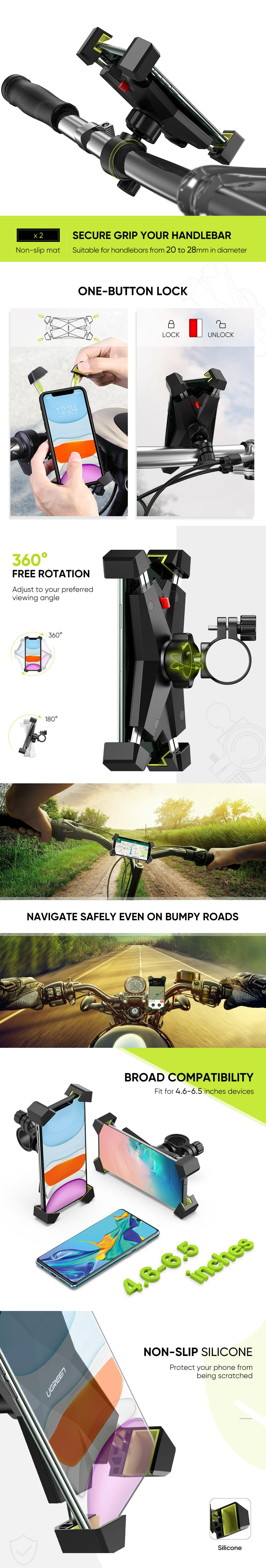 Mobile-Phone-Accessories-UGreen-Bike-Mount-Phone-Holder-Black-1