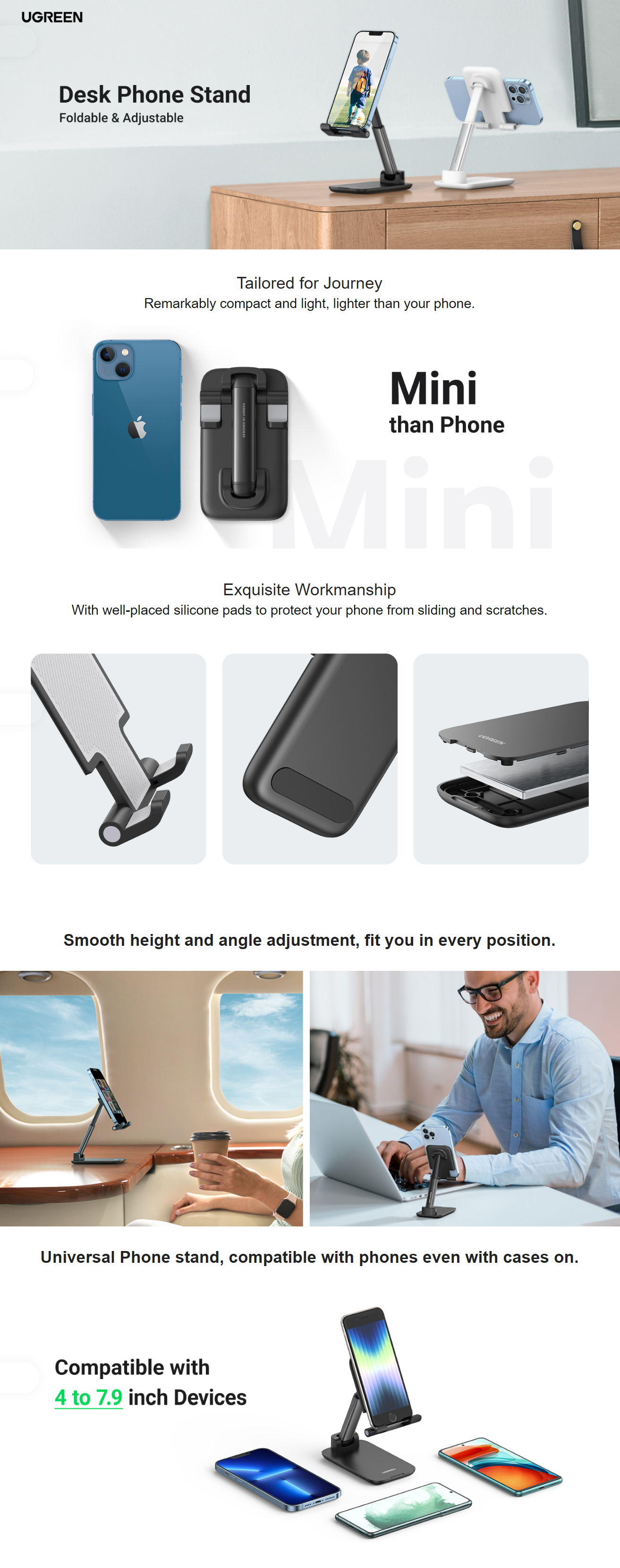Mobile-Phone-Accessories-UGreen-Foldable-Multi-Angle-Adjustable-Phone-Desktop-Stand-Black-1