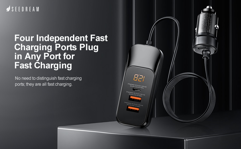 Mobile-Phone-Accessories-SEEDREAM-Car-Charger-4-Port-120W-max-with-1-5m-Extension-Cable-for-Rear-Seats-Car-Cigarette-Lighter-Adapter-with-LED-Digital-Display-PD-30W-QC-30W-9