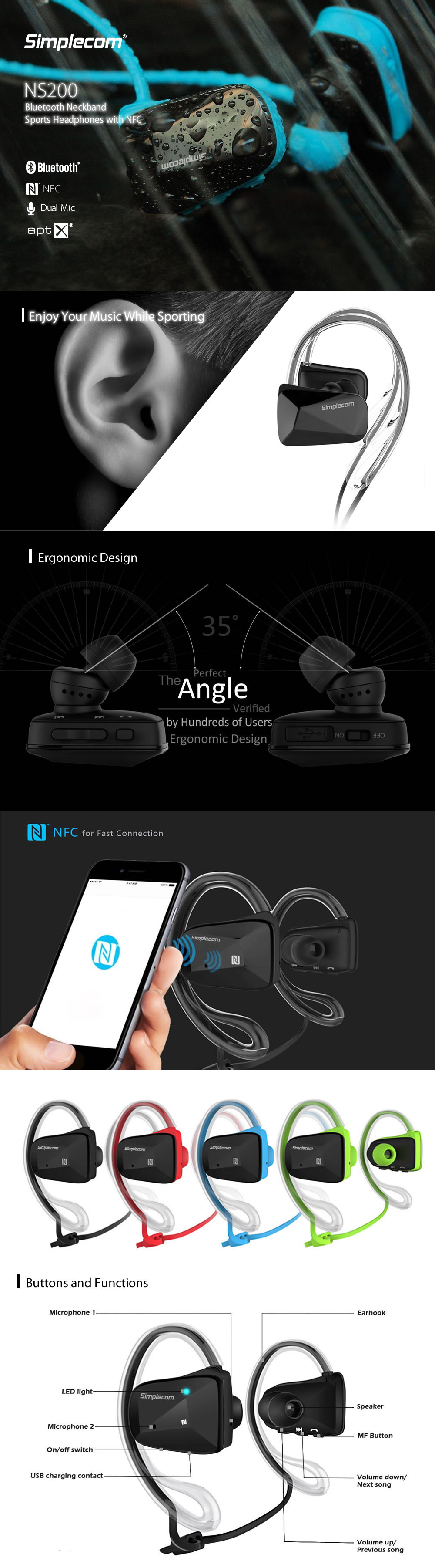 Simplecom-NS200-Bluetooth-Neckband-Sports-Headphones-with-NFC-Black-1