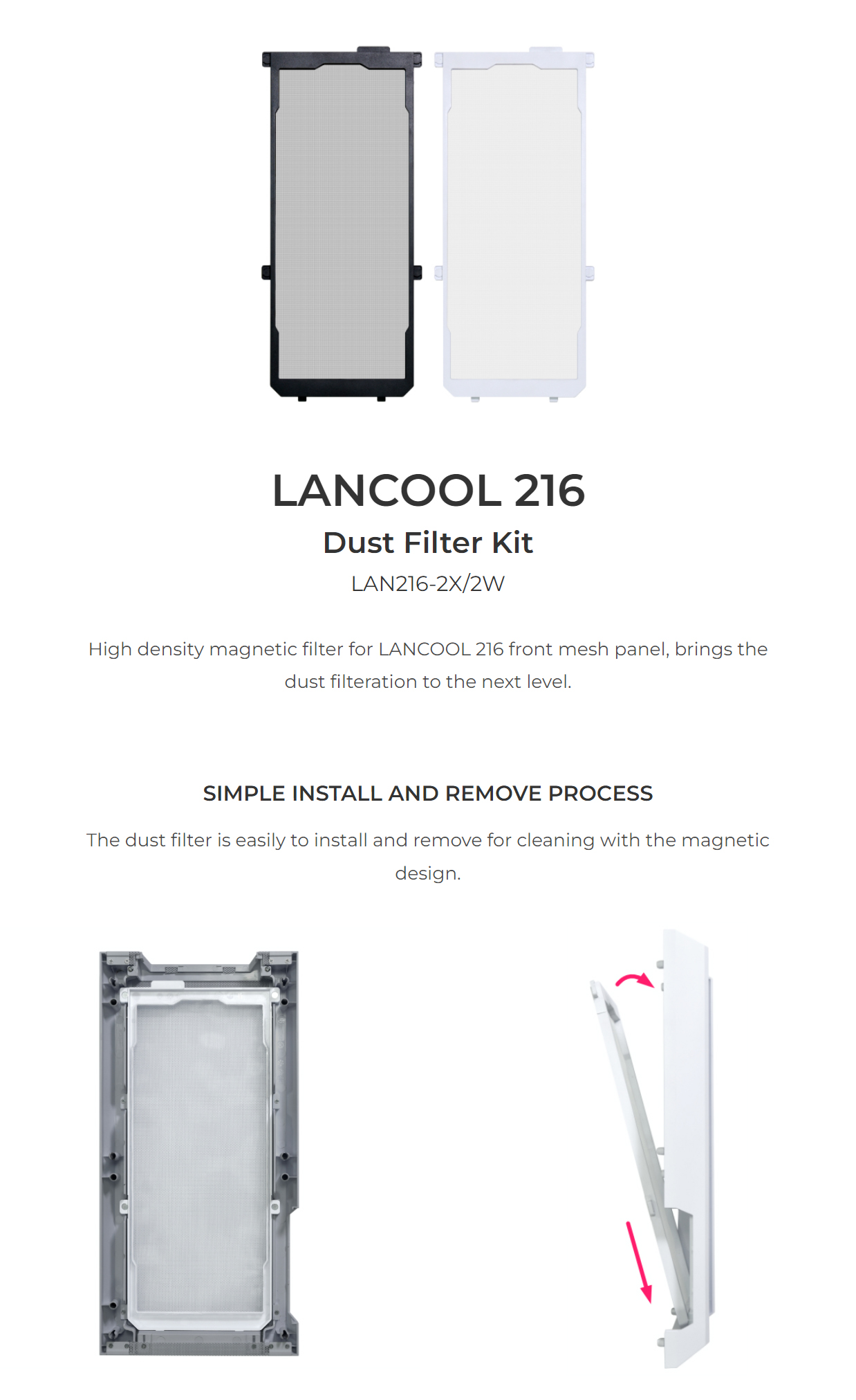 Case-Accessories-Lian-Li-Front-Dust-Filter-for-LANCOOL-216-White-LAN216-2W-1