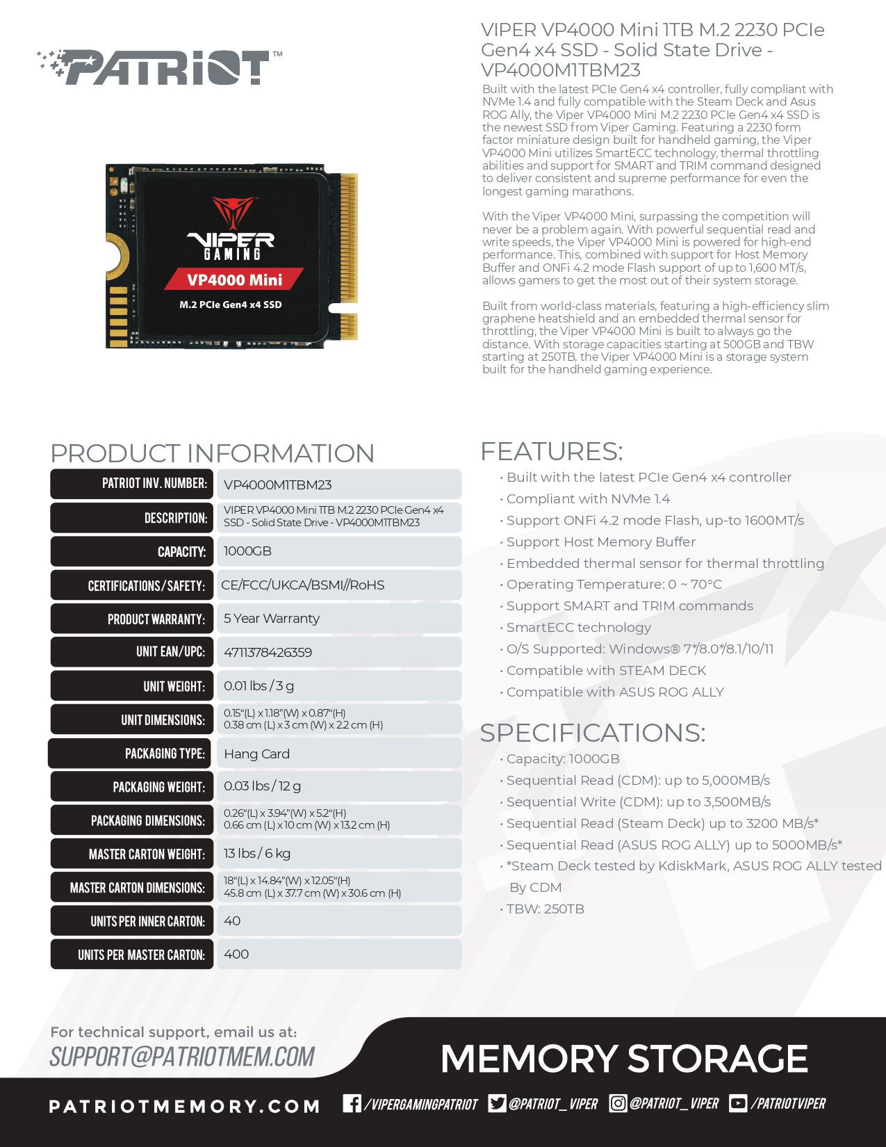 SSD-Hard-Drives-Patriot-VP4000-Mini-M-2-2230-PCIe-Gen4-x4-Gaming-SSD-VP4000M1TBM23-5